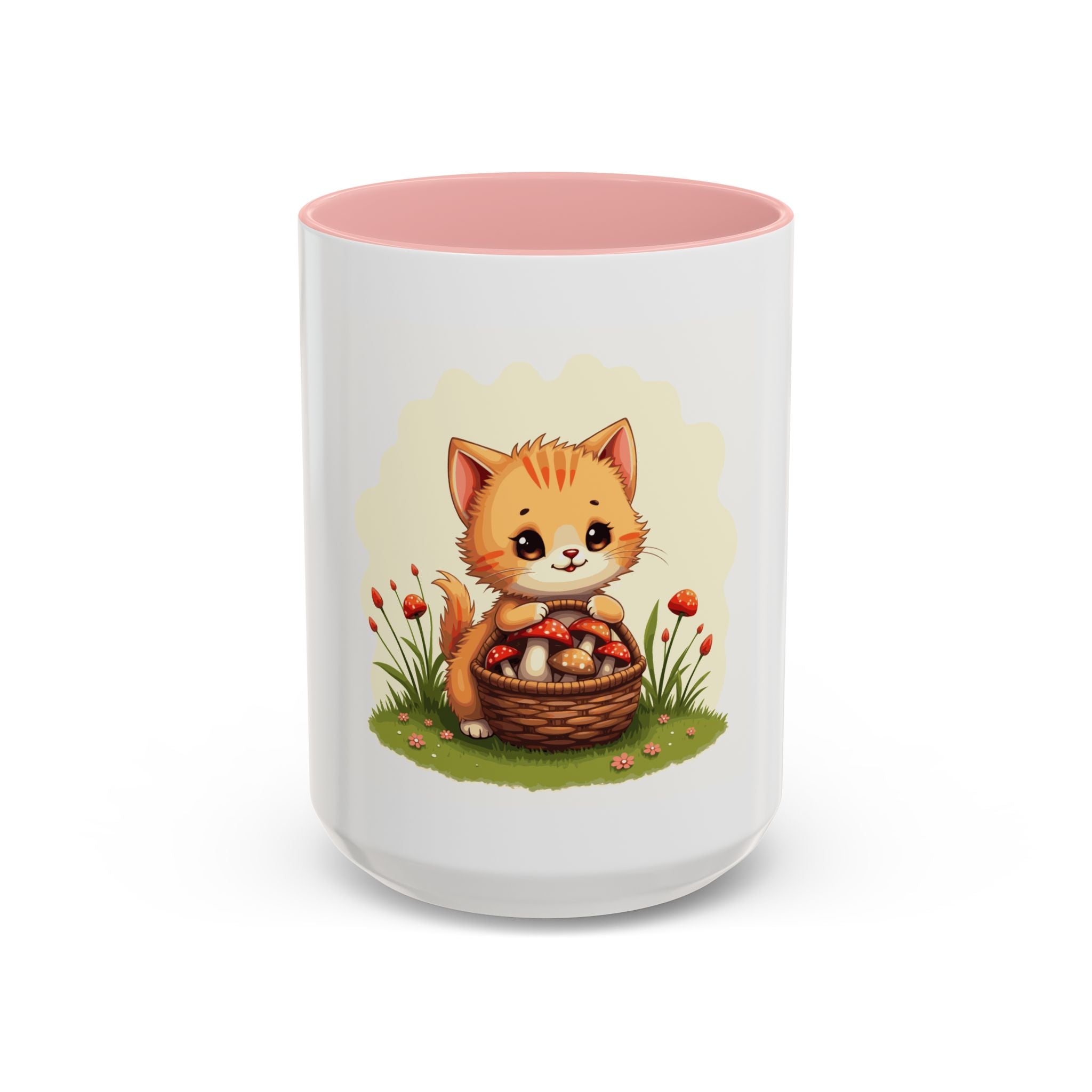Cute Kitten Basket Coffee Mug — Cat Lover Accent Mug (11/15oz)