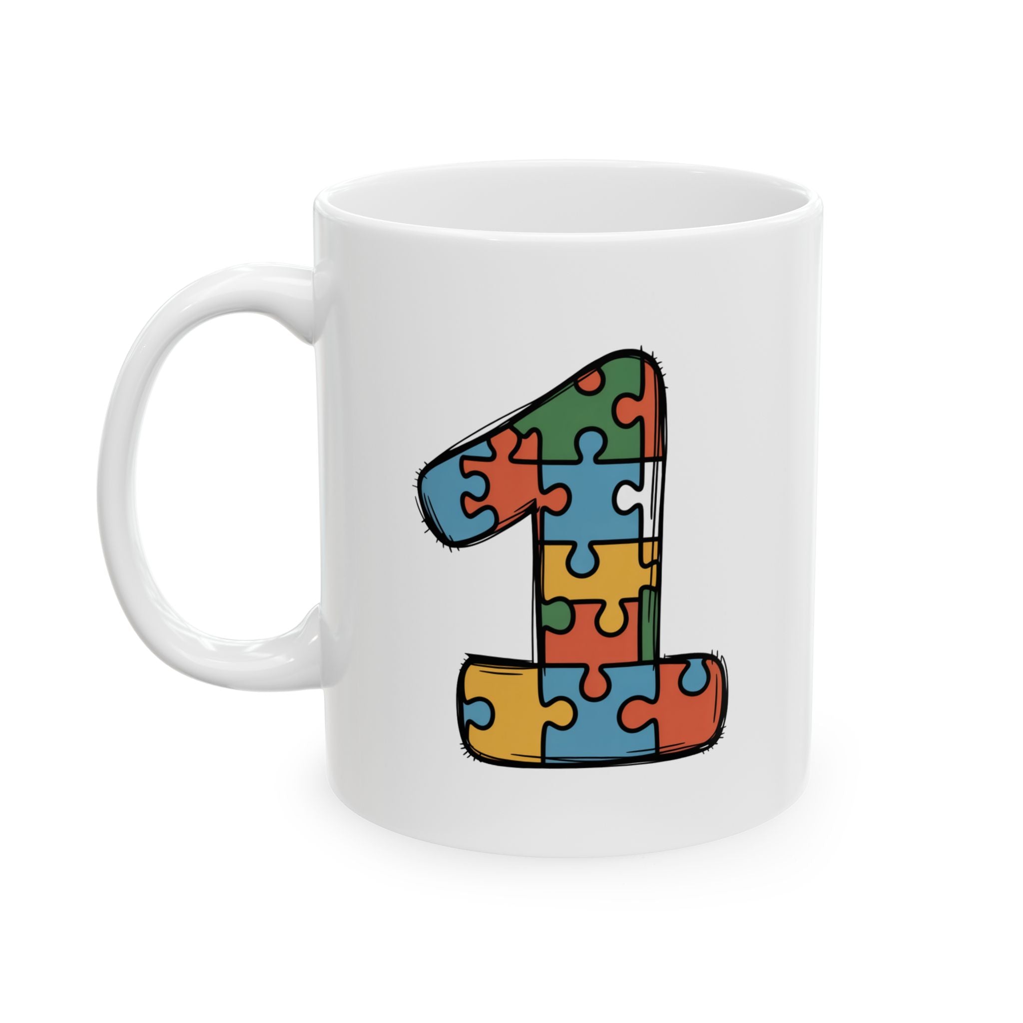 Autism Power Puzzle Ceramic Mug — 'Autism Power' Puzzle Design (11oz & 15oz)