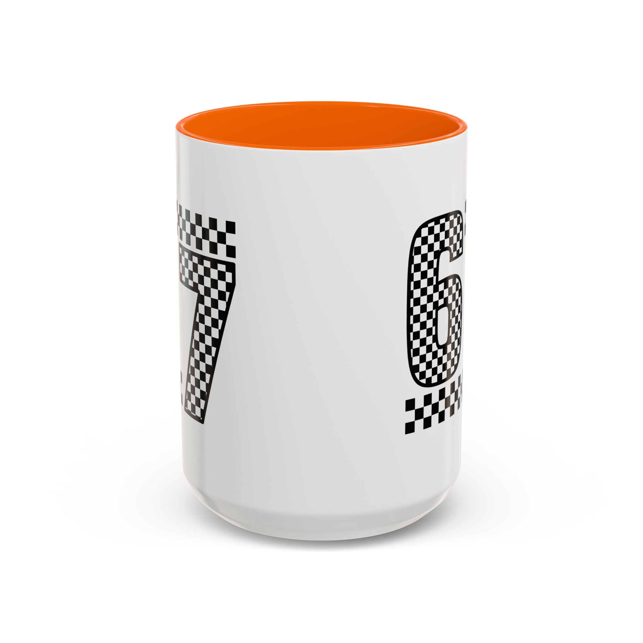 Checkered '67' Accent Coffee Mug — Retro Racing Number Ceramic Mug
