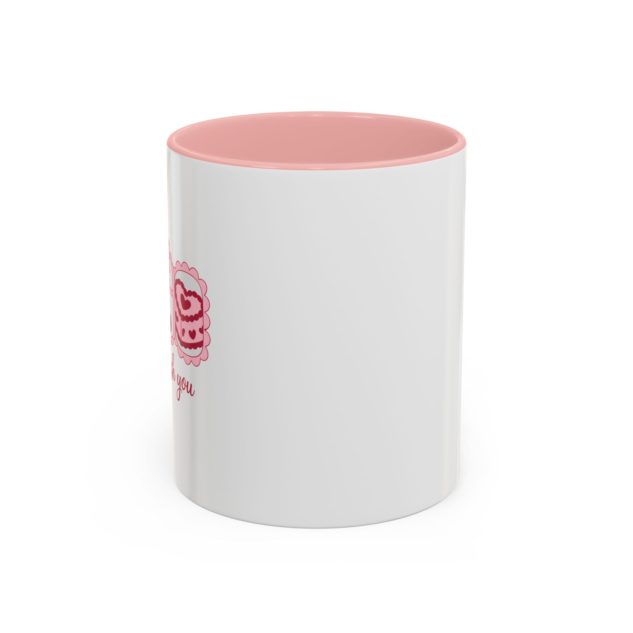 Pink Heart Cookie Coffee Mug — Cute Valentine Accent Mug (11/15oz)