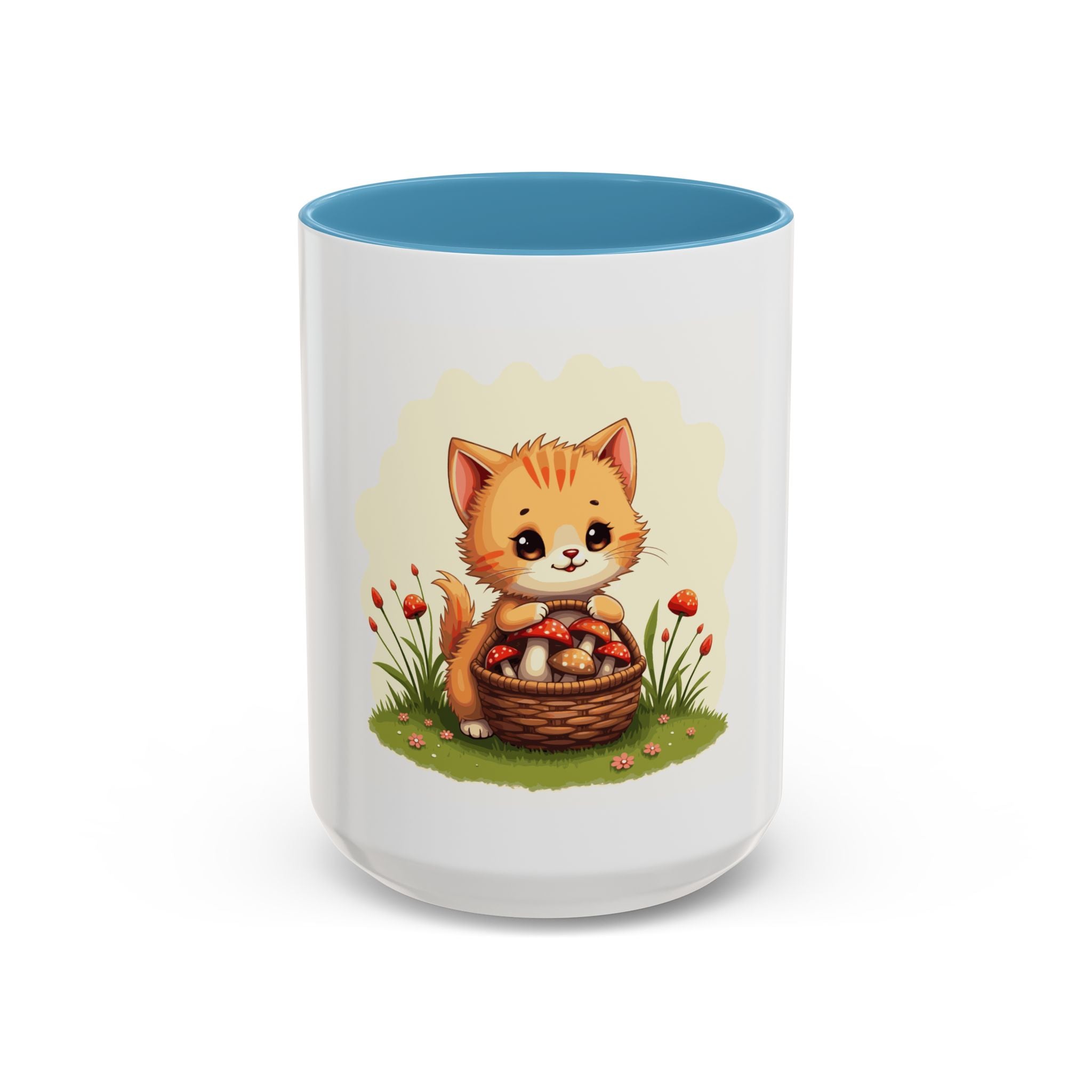Cute Kitten Basket Coffee Mug — Cat Lover Accent Mug (11/15oz)