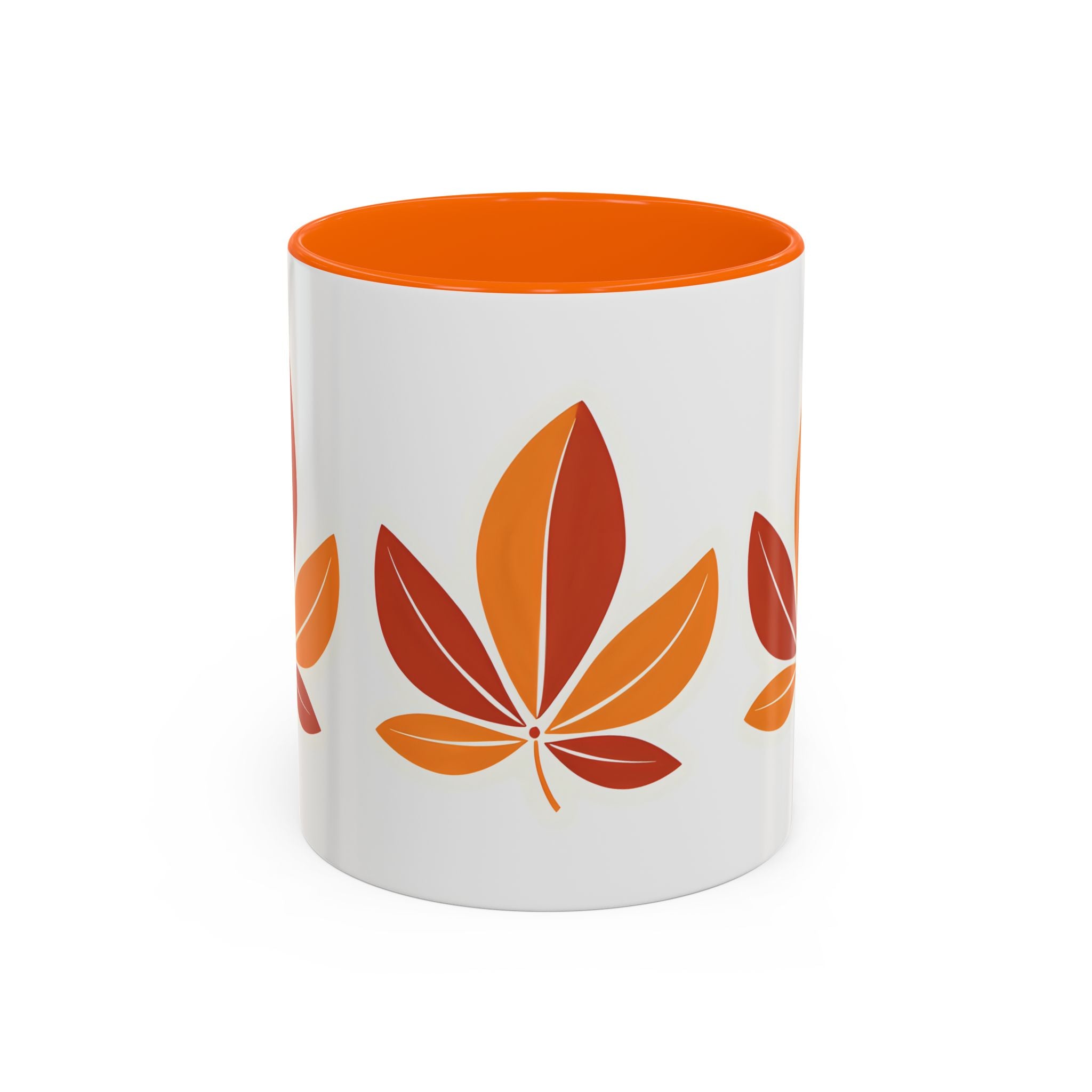 Autumn Leaf Accent Coffee Mug — Fall Leaves Ceramic Tea & Coffee Cup (11/15oz)