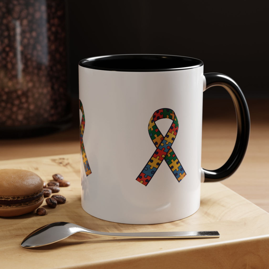 Autism Awareness Puzzle Ribbon Accent Coffee Mug