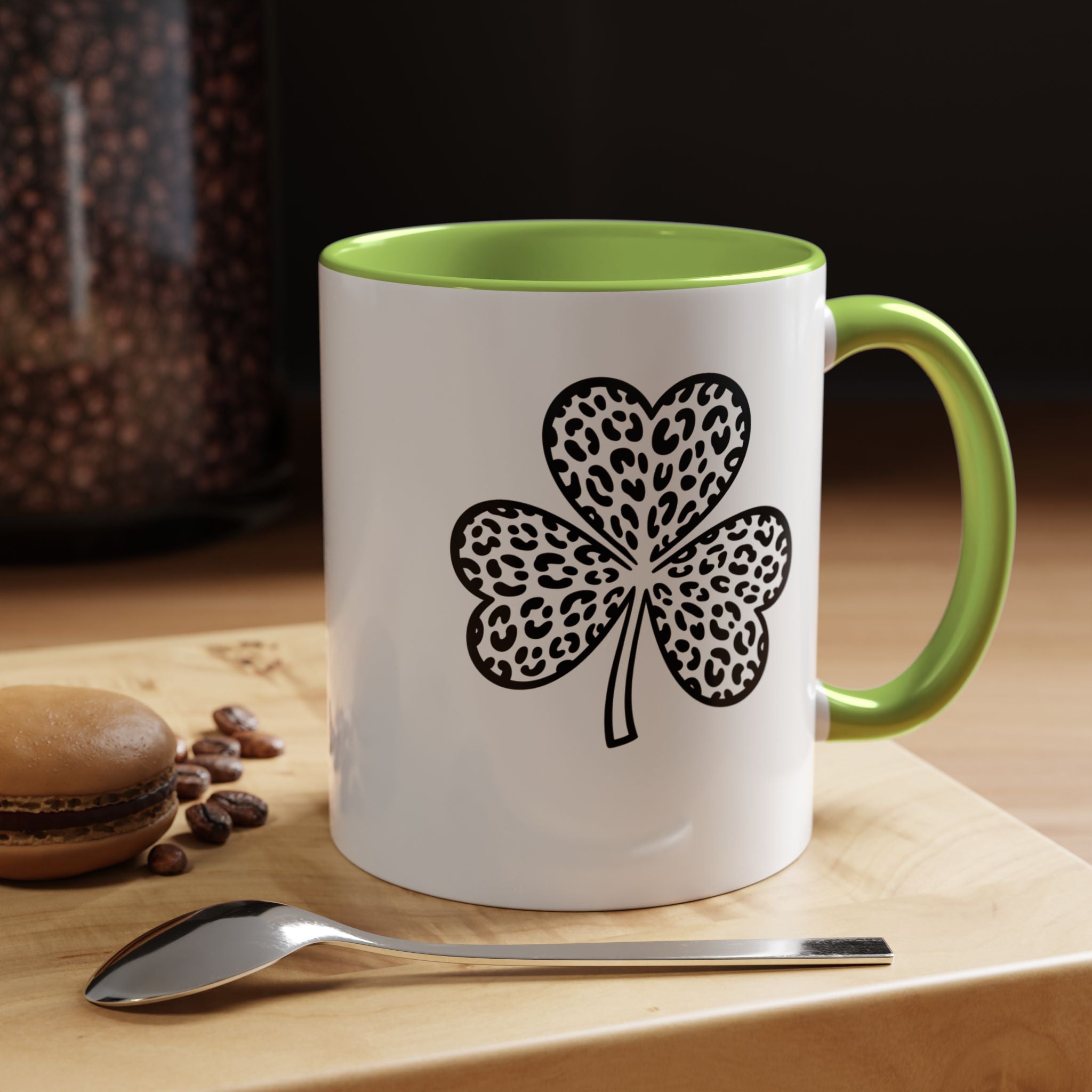 Leopard Print Shamrock Accent Coffee Mug — St. Patrick’s Day Lucky Clover Coffee Cup