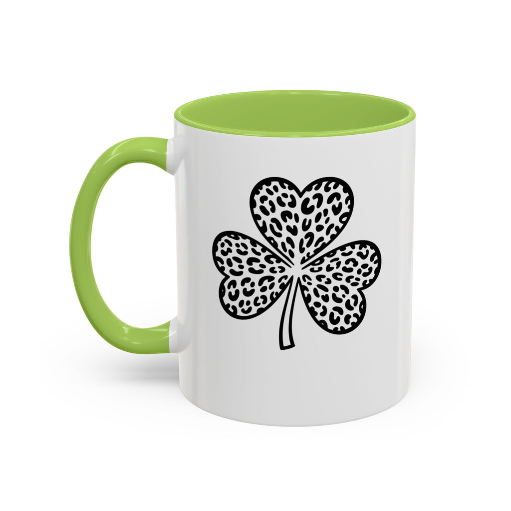 Leopard Print Shamrock Accent Coffee Mug — St. Patrick’s Day Lucky Clover Coffee Cup