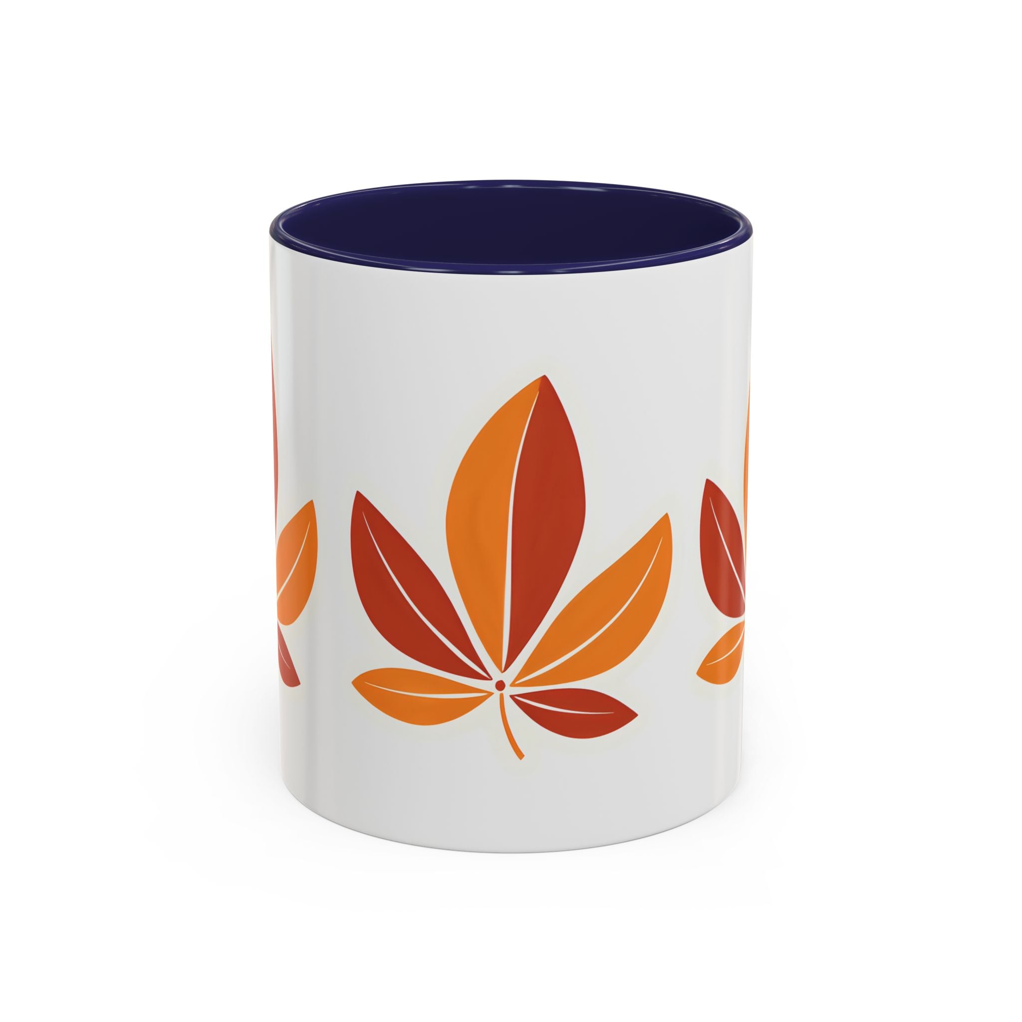 Autumn Leaf Accent Coffee Mug — Fall Leaves Ceramic Tea & Coffee Cup (11/15oz)