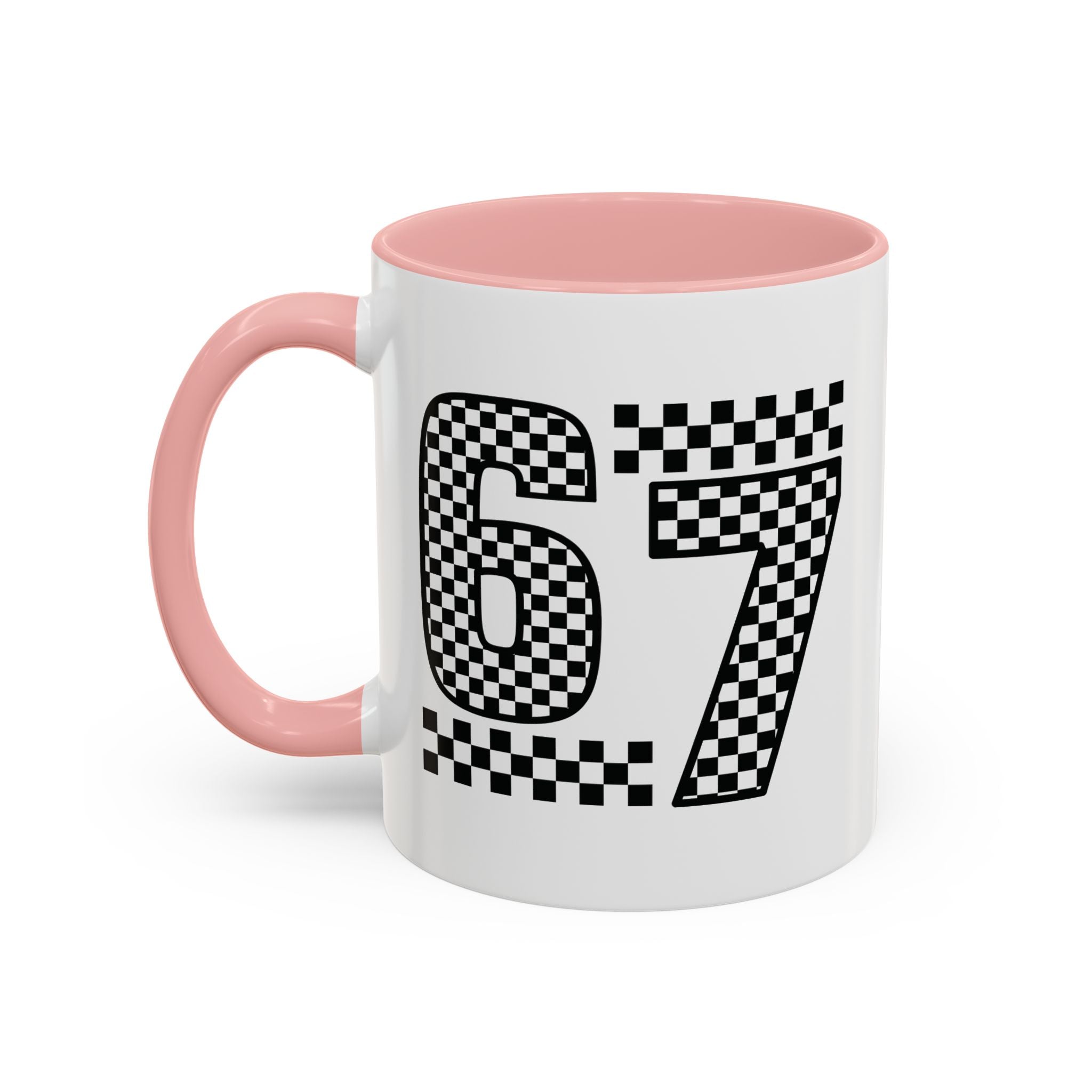 Checkered '67' Accent Coffee Mug — Retro Racing Number Ceramic Mug