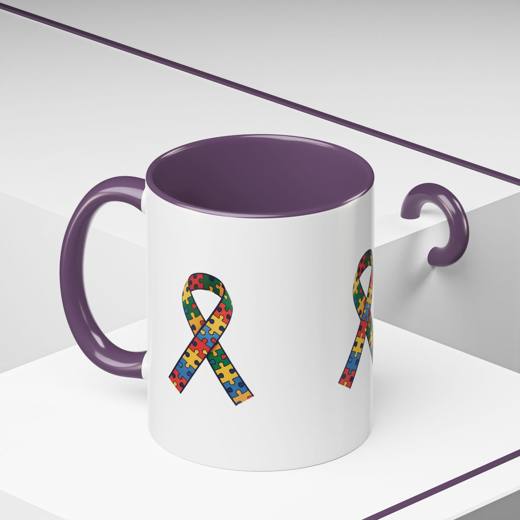 Autism Awareness Puzzle Ribbon Accent Coffee Mug