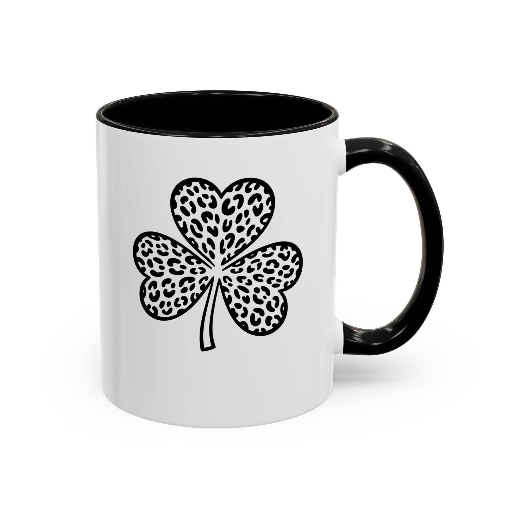 Leopard Print Shamrock Accent Coffee Mug — St. Patrick’s Day Lucky Clover Coffee Cup