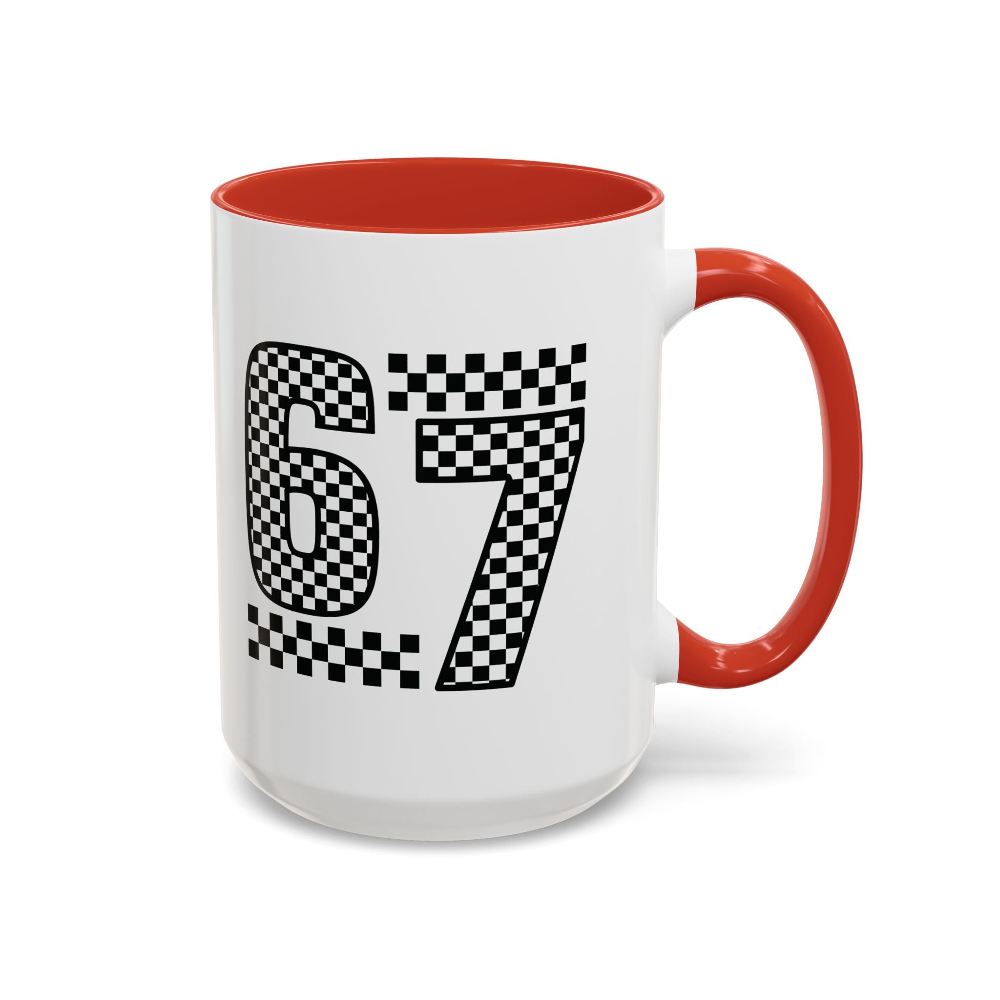 Checkered '67' Accent Coffee Mug — Retro Racing Number Ceramic Mug