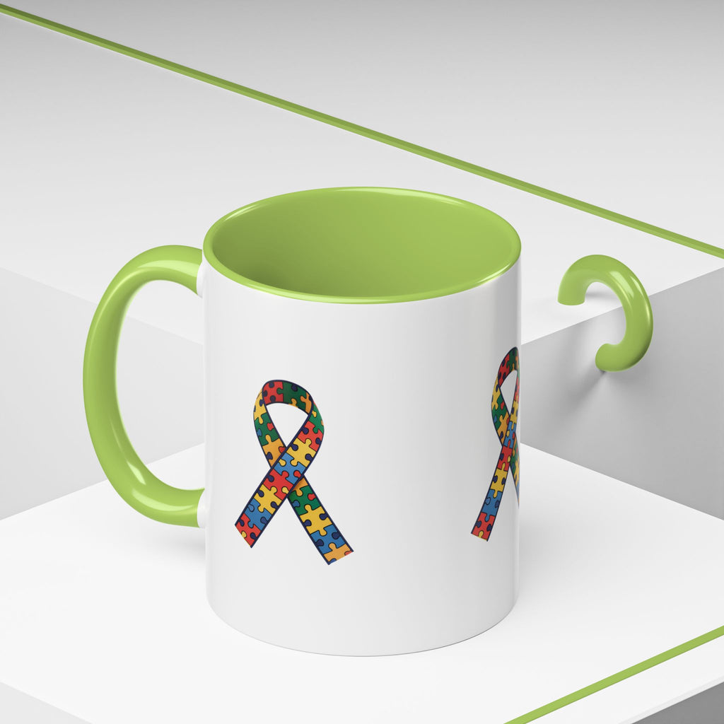 Autism Awareness Puzzle Ribbon Accent Coffee Mug
