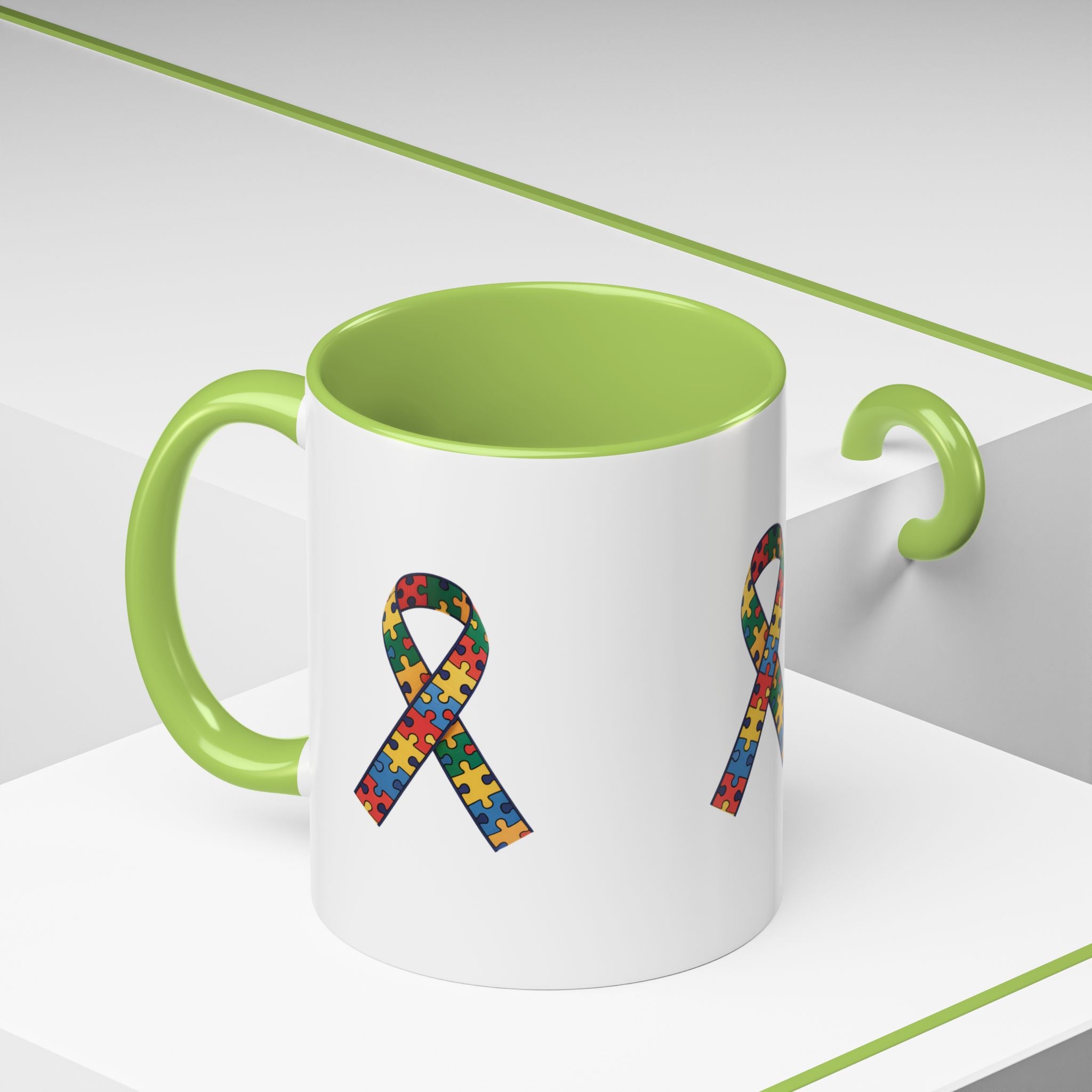 Autism Awareness Puzzle Ribbon Accent Coffee Mug