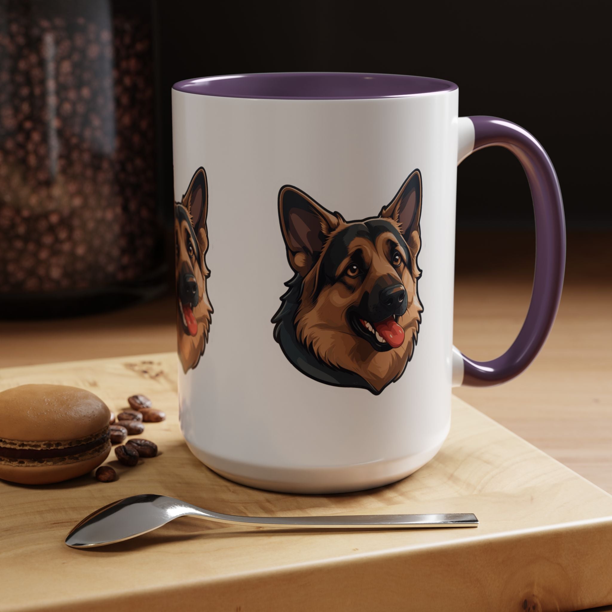 German Shepherd Accent Coffee Mug — Cute Dog Portrait Gift for Pet Lovers (11/15oz)