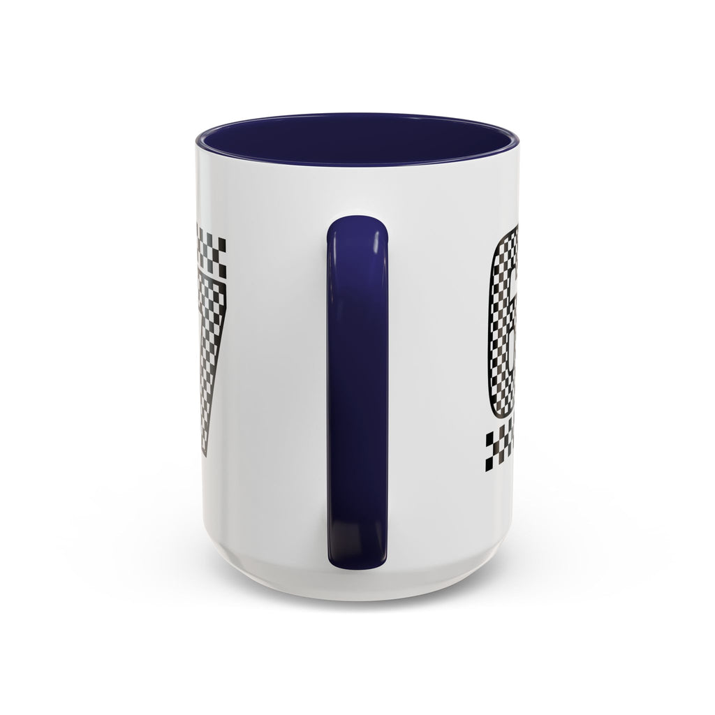 Checkered '67' Accent Coffee Mug — Retro Racing Number Ceramic Mug
