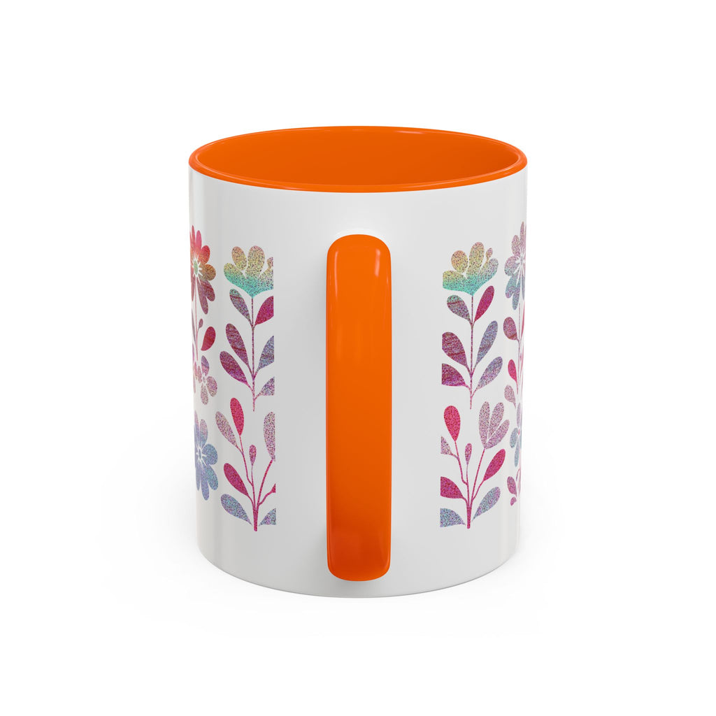 Floral Watercolor Accent Coffee Mug — Pastel Flower Pattern (11/15oz)
