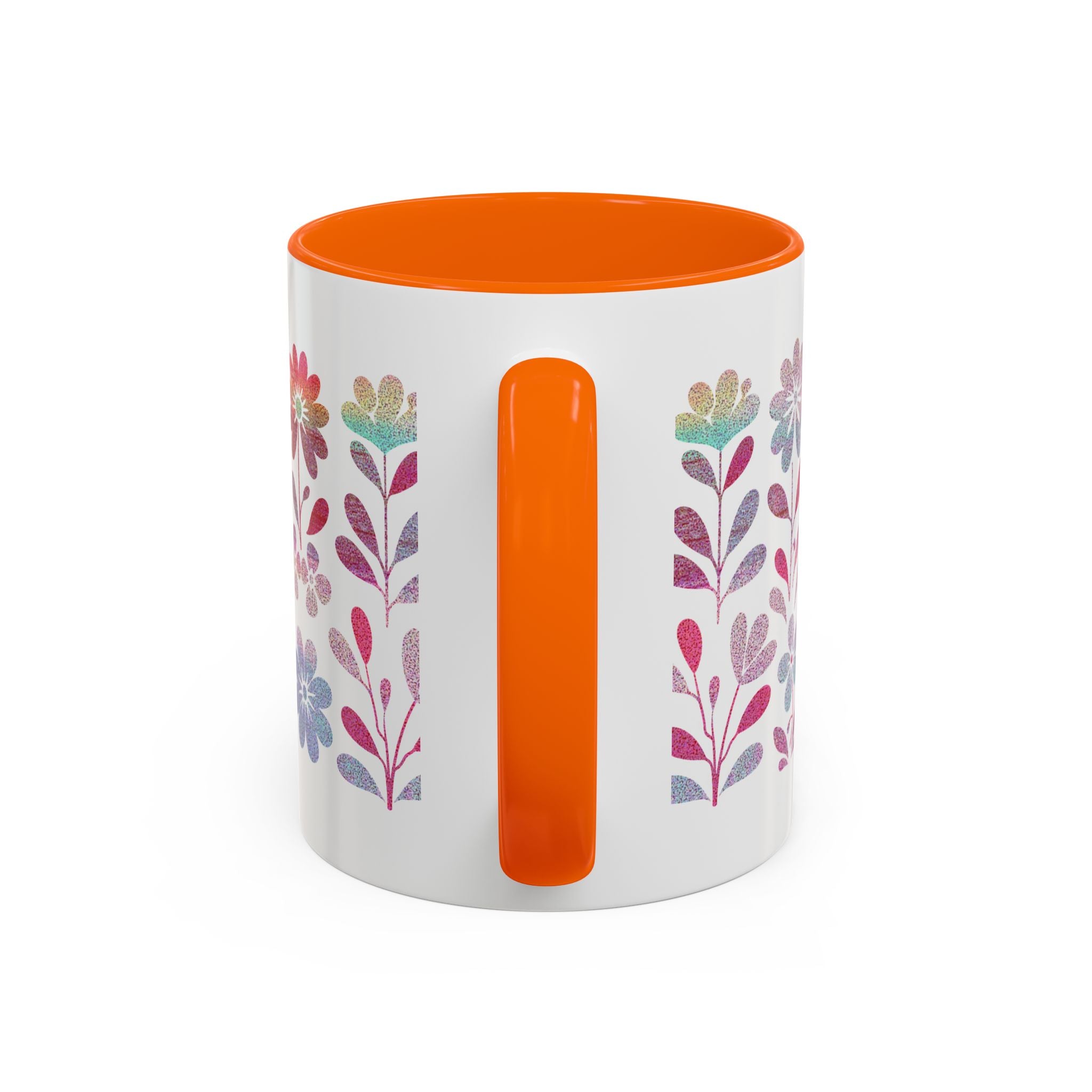 Floral Watercolor Accent Coffee Mug — Pastel Flower Pattern (11/15oz)