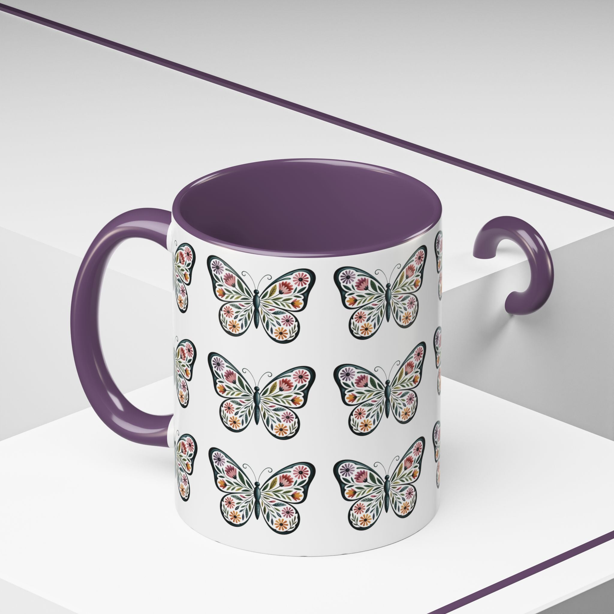 Butterfly Floral Accent ceramics and coffee café style mugs for home_Coffee Mug — 11/15oz