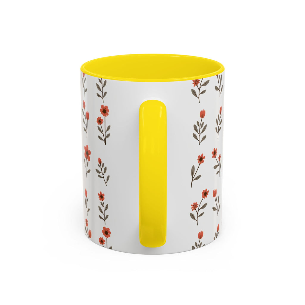 Ceramic printed coffee mug Floral Accent Coffee Mug — Cute Red Wildflower Pattern (11/15oz)