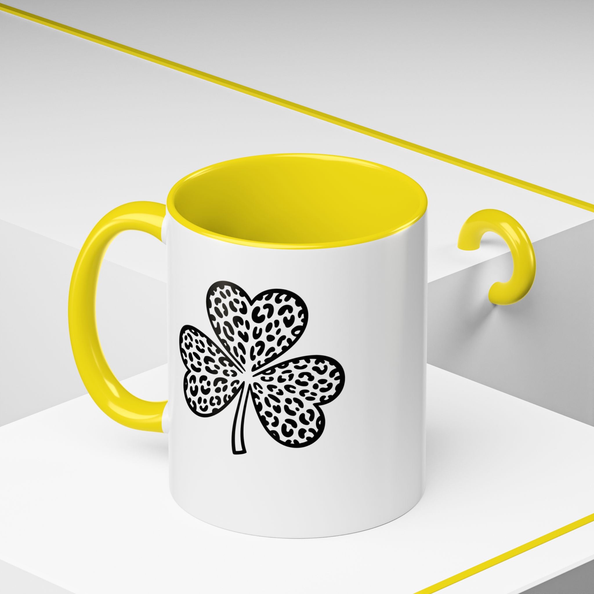 Leopard Print Shamrock Accent Coffee Mug — St. Patrick’s Day Lucky Clover Coffee Cup