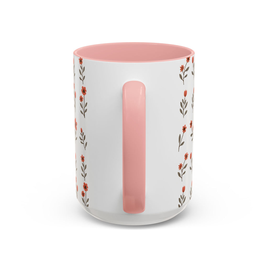 Ceramic printed coffee mug Floral Accent Coffee Mug — Cute Red Wildflower Pattern (11/15oz)