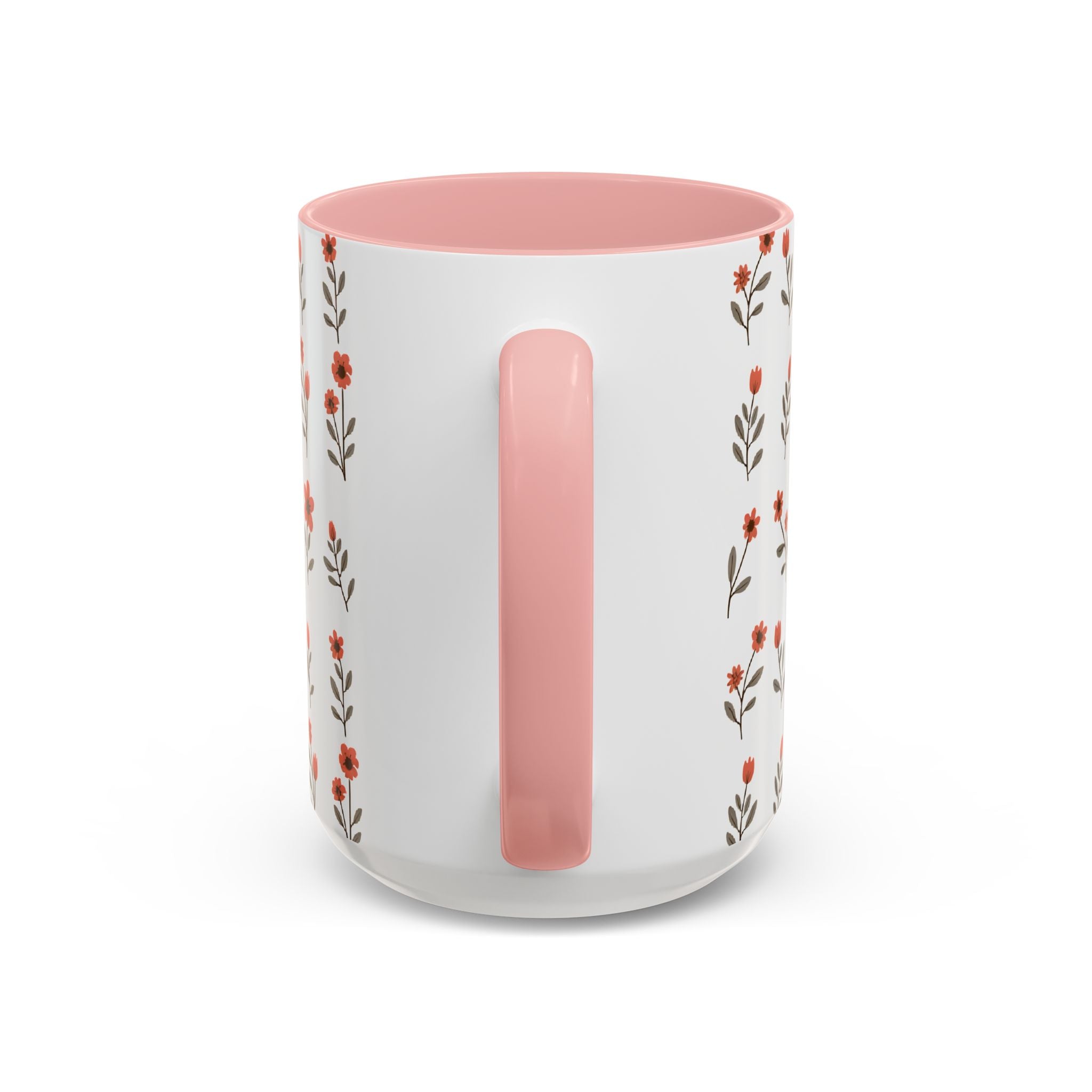 Ceramic printed coffee mug Floral Accent Coffee Mug — Cute Red Wildflower Pattern (11/15oz)