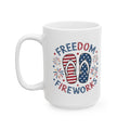 Freedom & Fireworks Ceramic Mug — Patriotic 4th of July Coffee Cup (11oz/15oz)