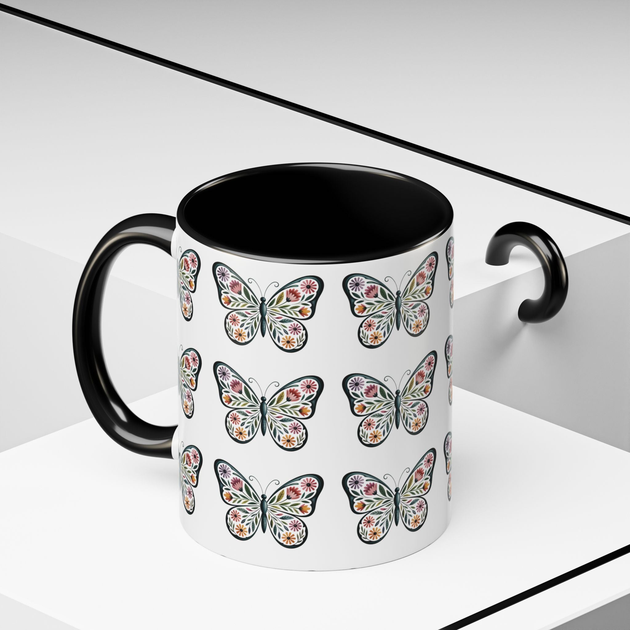Butterfly Floral Accent ceramics and coffee café style mugs for home_Coffee Mug — 11/15oz