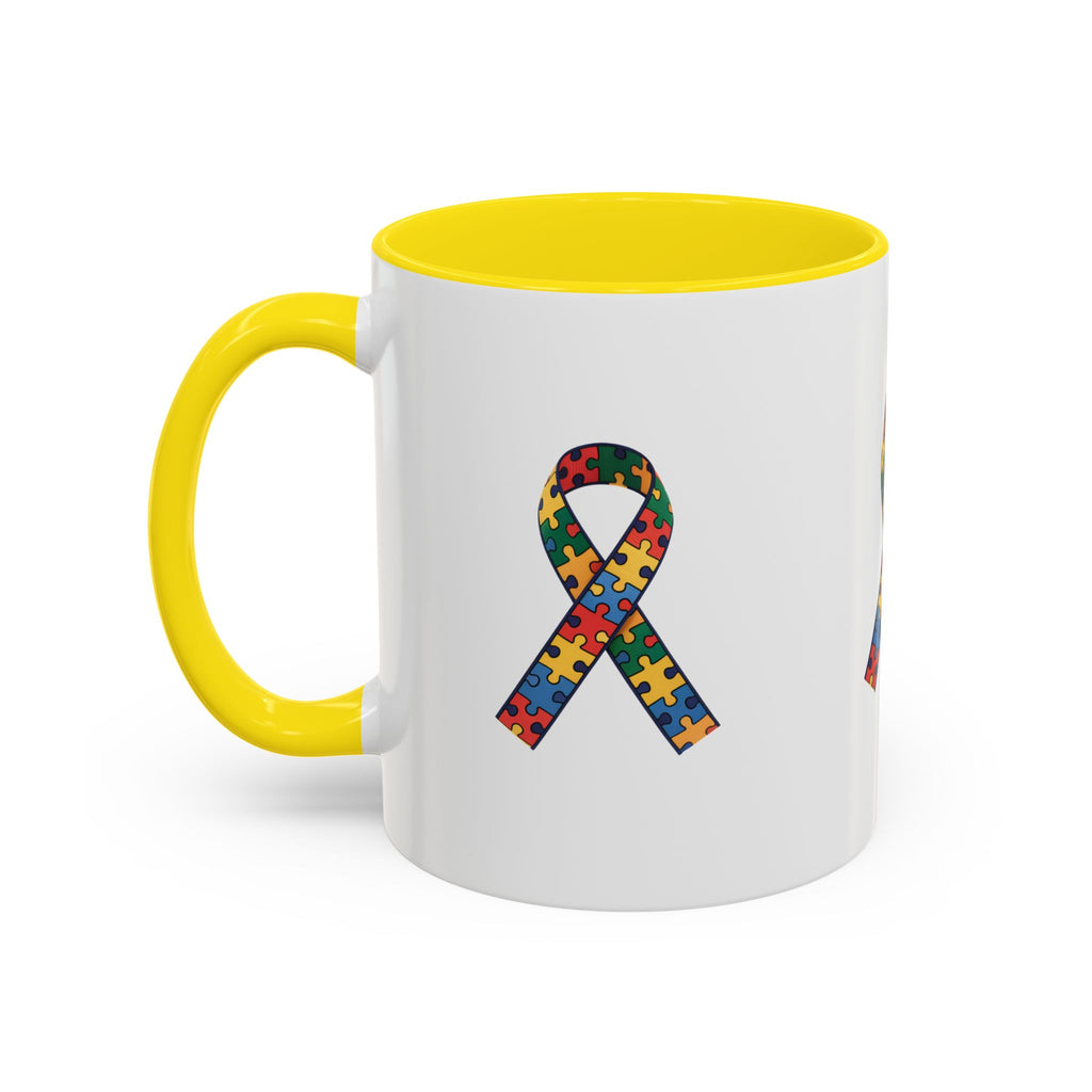 Autism Awareness Puzzle Ribbon Accent Coffee Mug