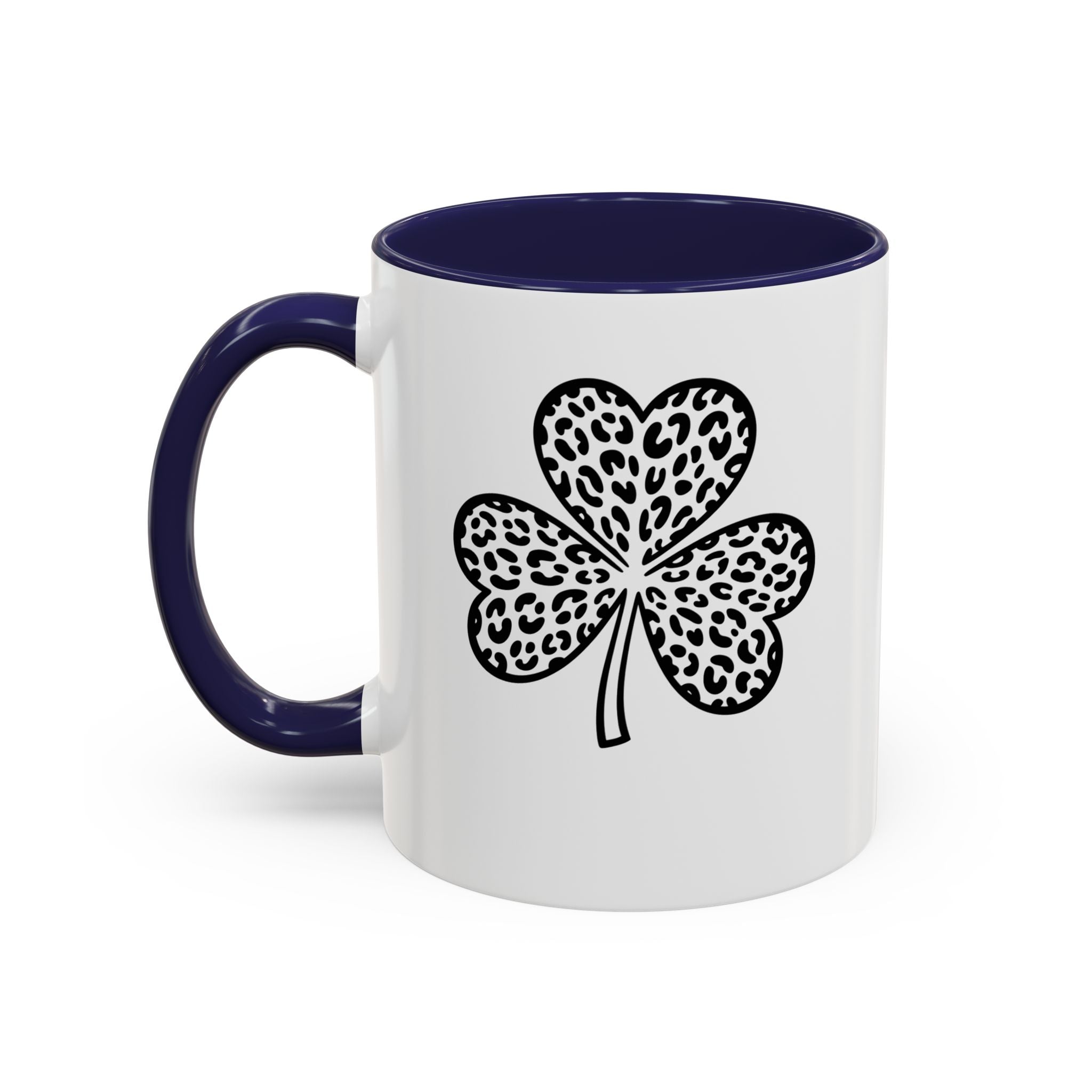 Leopard Print Shamrock Accent Coffee Mug — St. Patrick’s Day Lucky Clover Coffee Cup