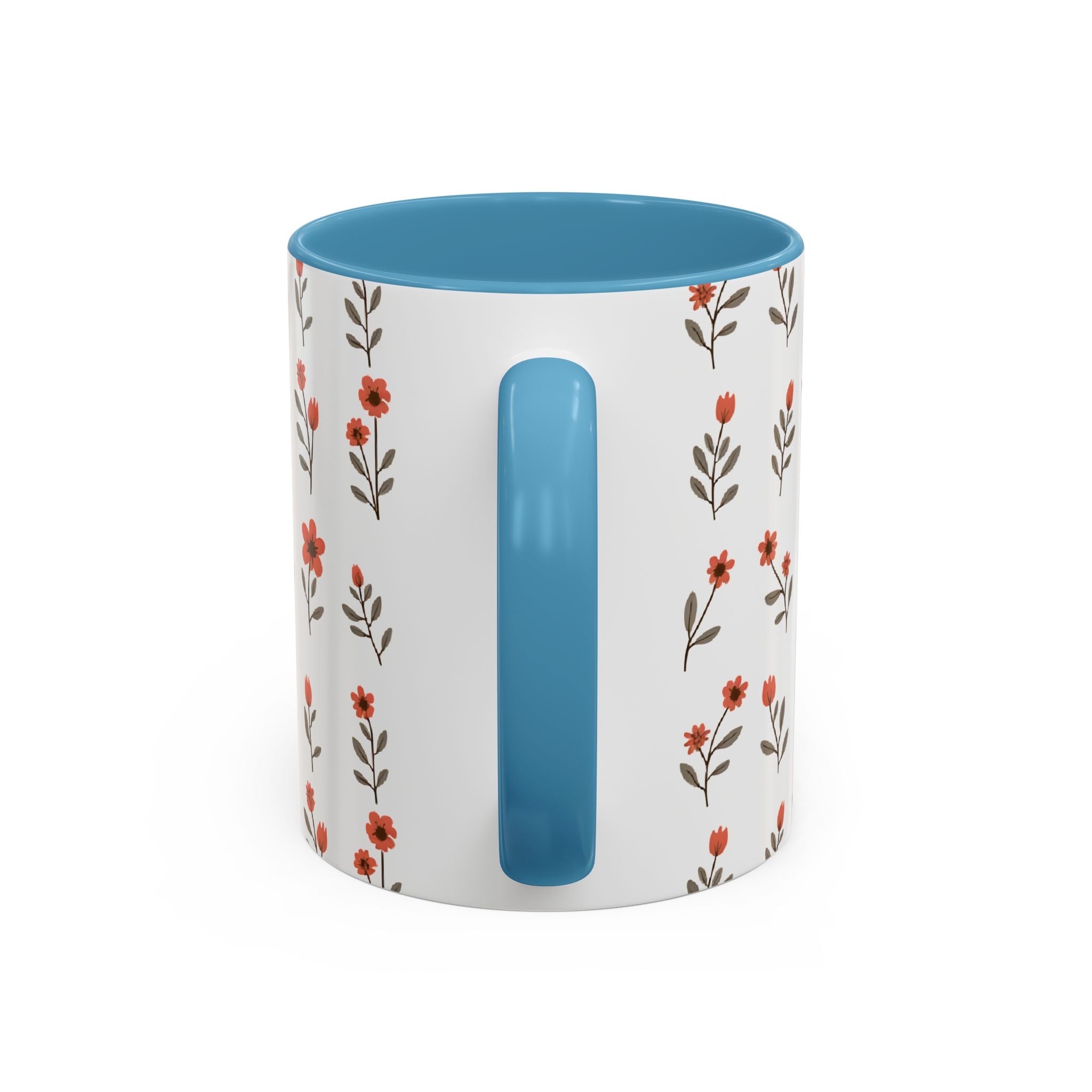 Ceramic printed coffee mug Floral Accent Coffee Mug — Cute Red Wildflower Pattern (11/15oz)