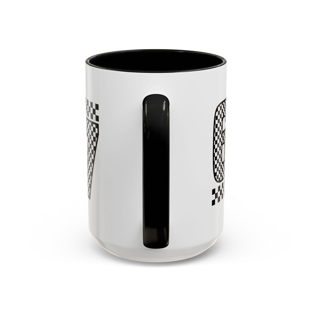 Checkered '67' Accent Coffee Mug — Retro Racing Number Ceramic Mug