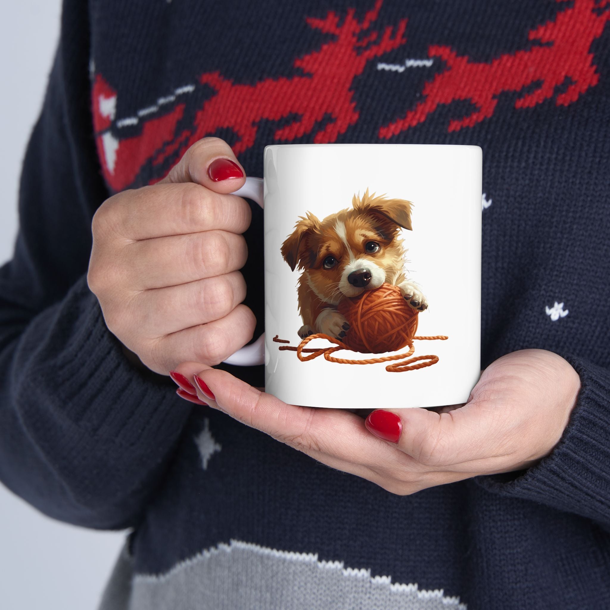 Coffee Mug — Cute Scruffy Dog Illustration Ceramic Mug (11oz & 15oz)