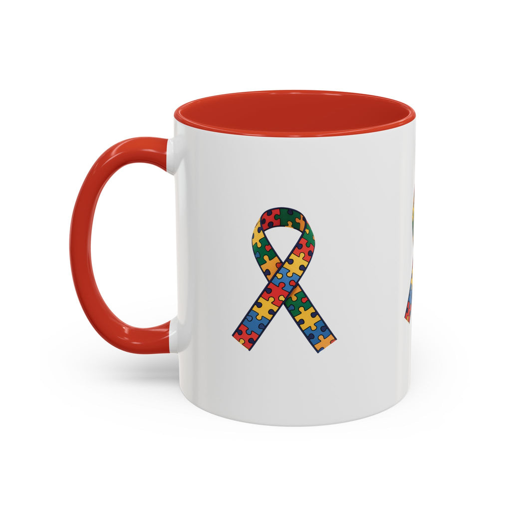 Autism Awareness Puzzle Ribbon Accent Coffee Mug