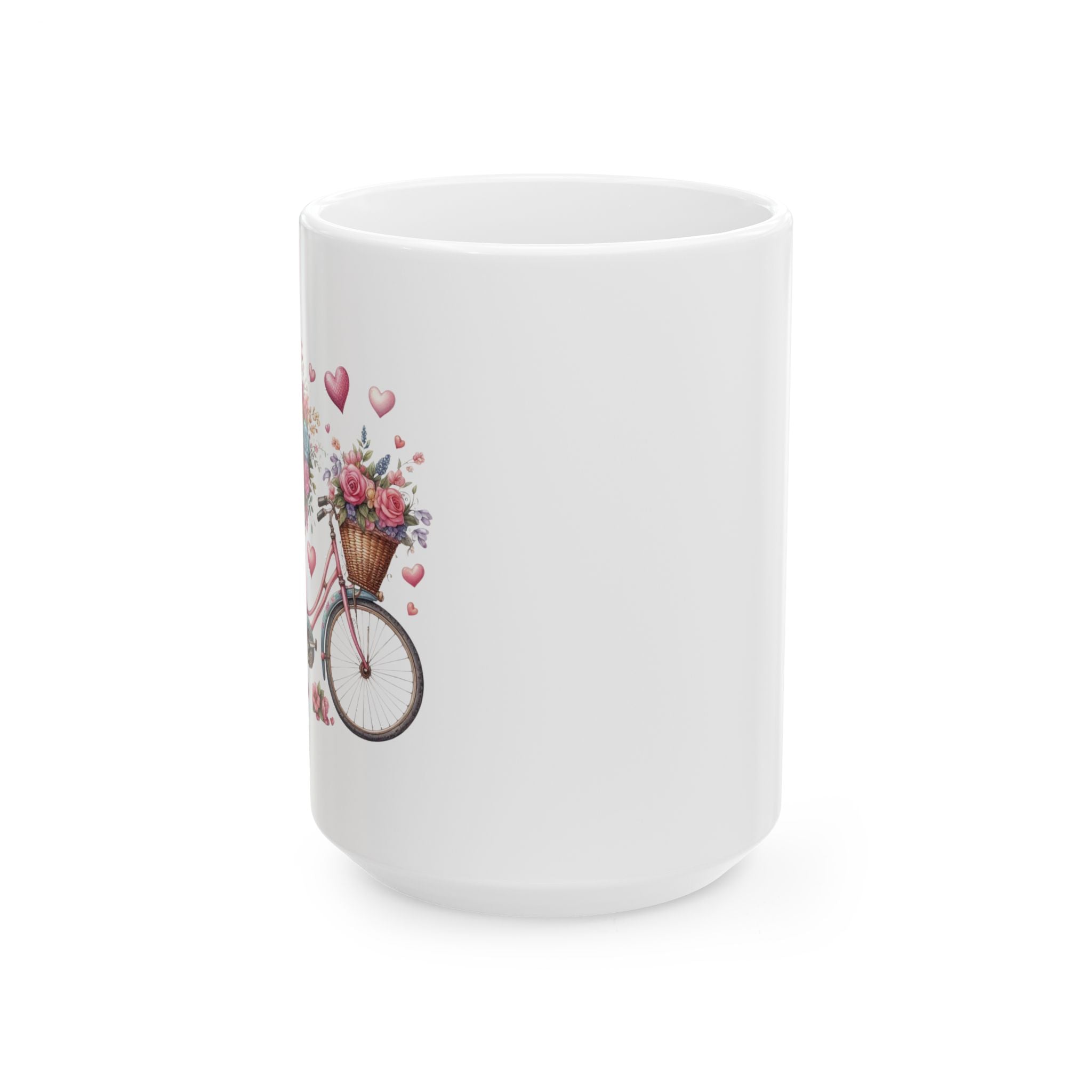 Floral Bicycle Ceramic Mug – Vintage Rose Bike Coffee Cup (11oz & 15oz)