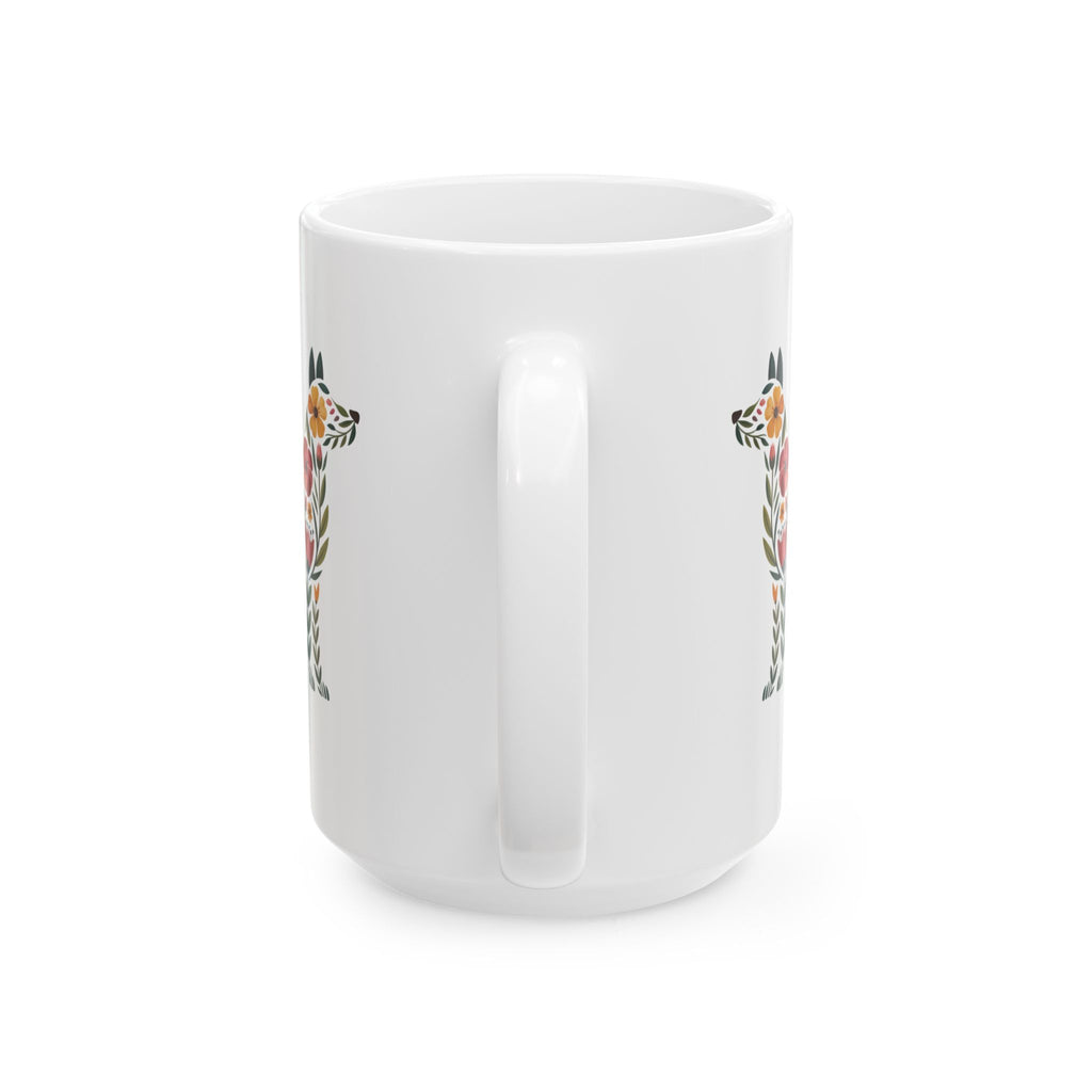 Floral Fox Ceramic Mug — Botanical Animal Art Coffee Cup (11oz & 15oz)