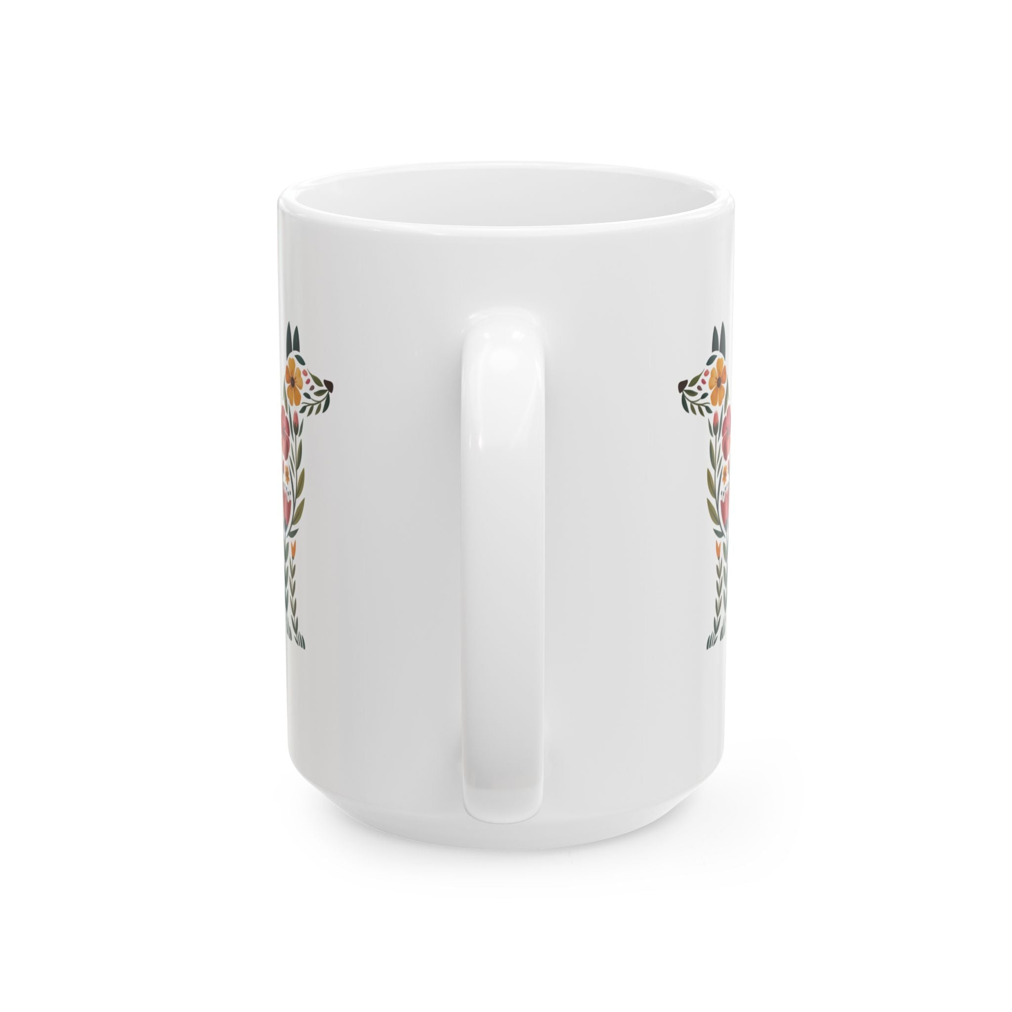 Floral Fox Ceramic Mug — Botanical Animal Art Coffee Cup (11oz & 15oz)