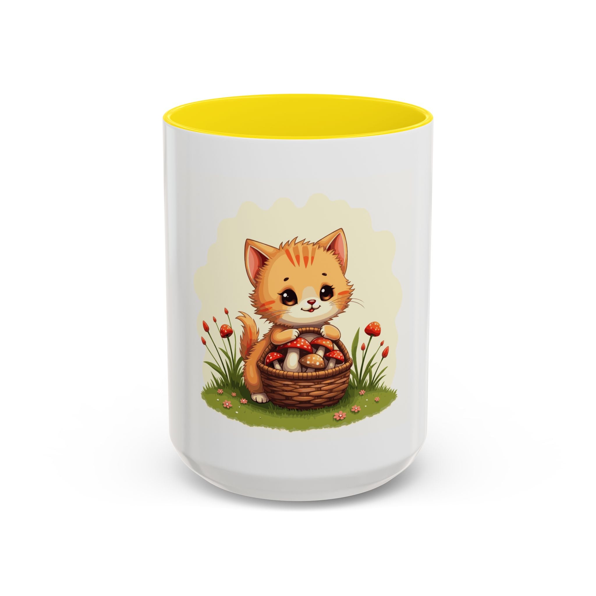 Cute Kitten Basket Coffee Mug — Cat Lover Accent Mug (11/15oz)