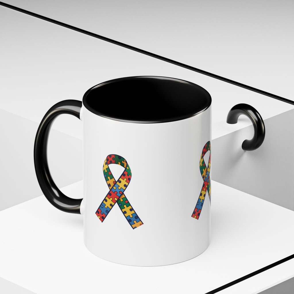 Autism Awareness Puzzle Ribbon Accent Coffee Mug