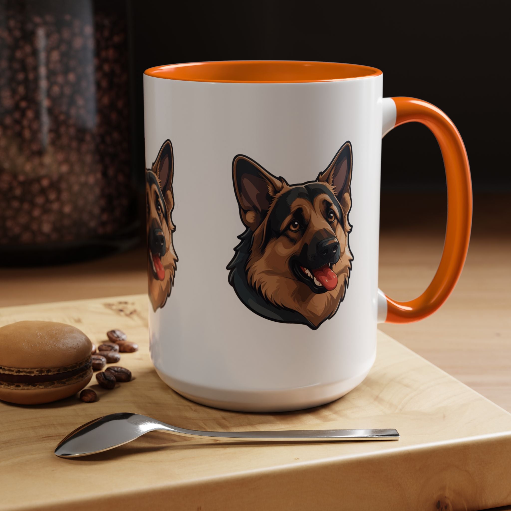 German Shepherd Accent Coffee Mug — Cute Dog Portrait Gift for Pet Lovers (11/15oz)