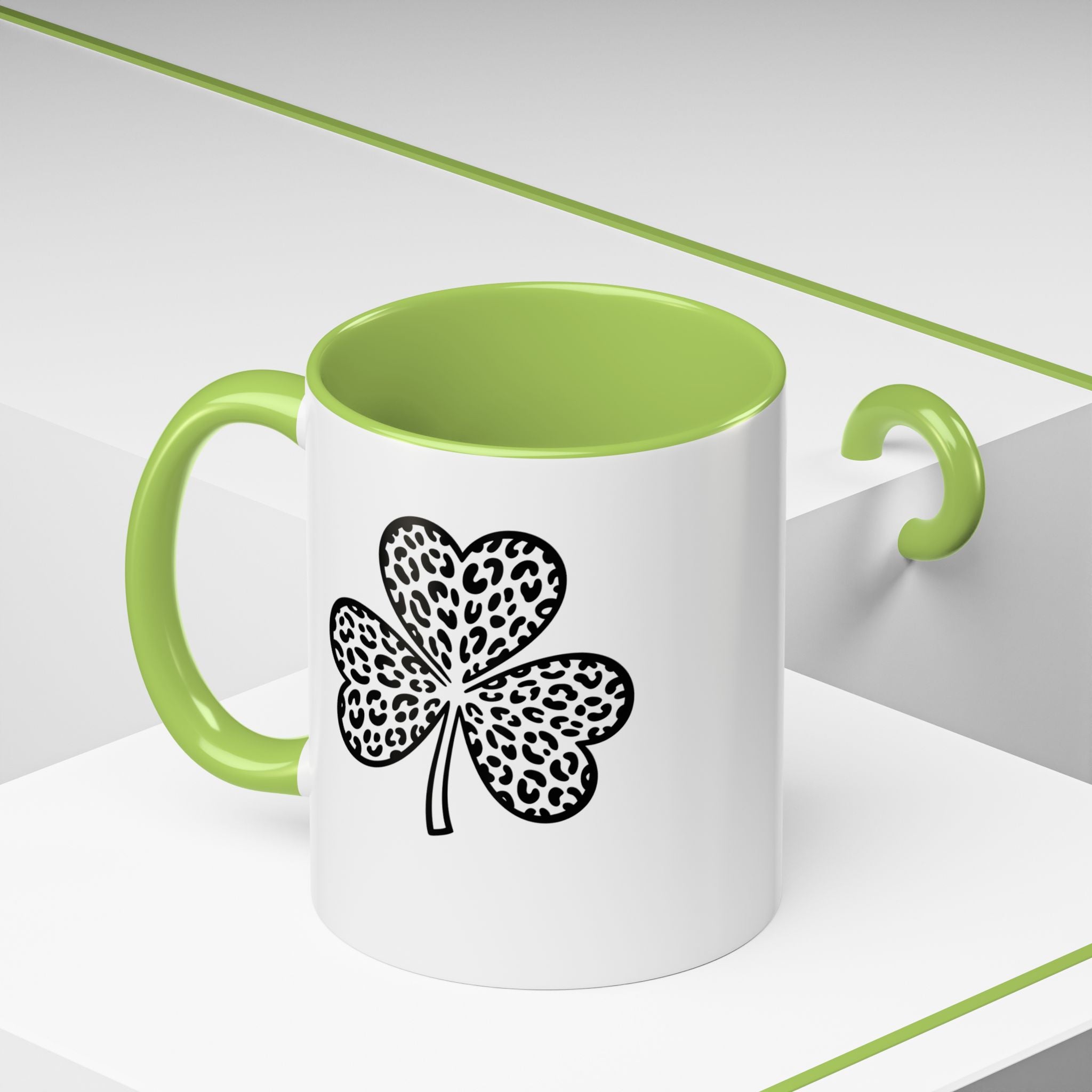Leopard Print Shamrock Accent Coffee Mug — St. Patrick’s Day Lucky Clover Coffee Cup