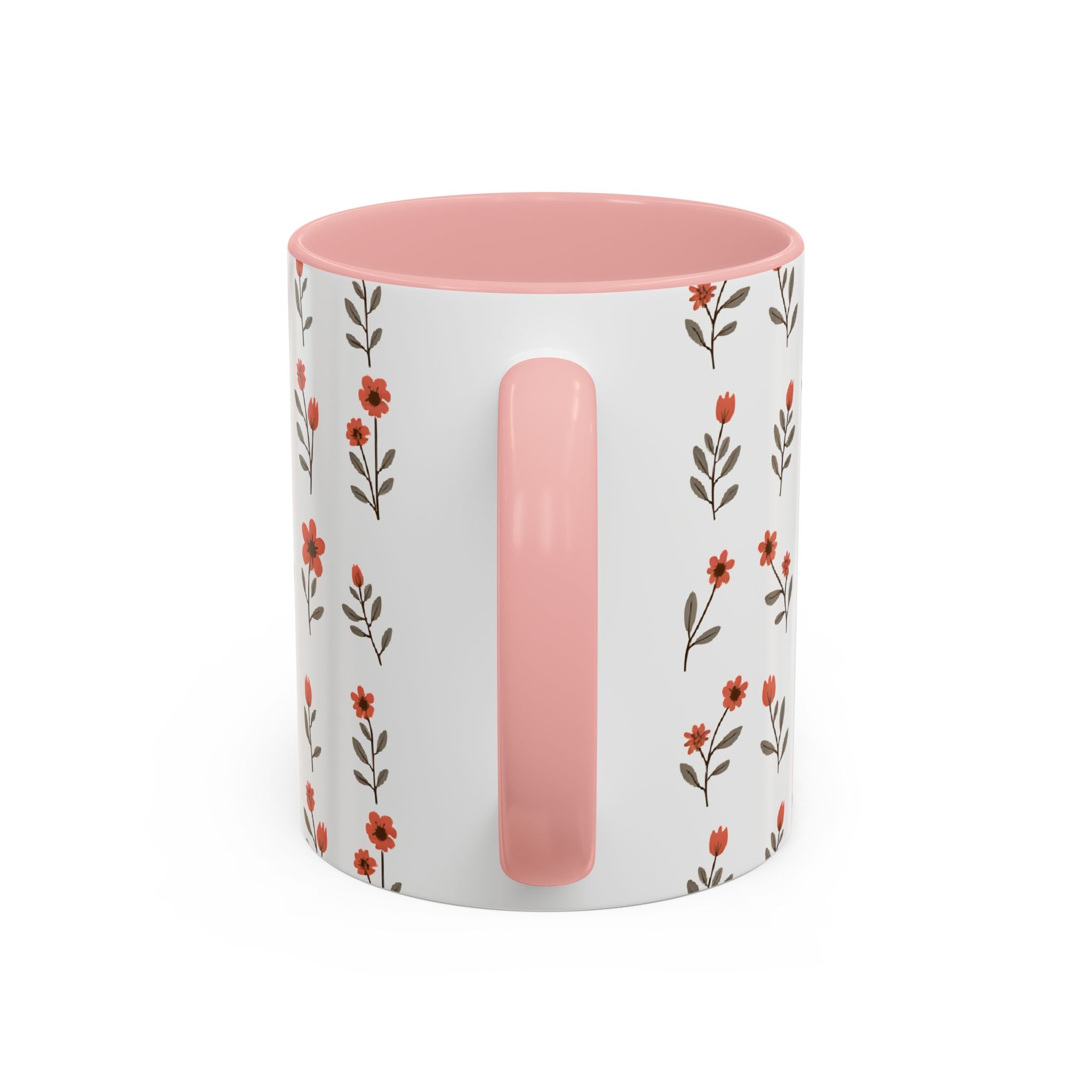 Ceramic printed coffee mug Floral Accent Coffee Mug — Cute Red Wildflower Pattern (11/15oz)