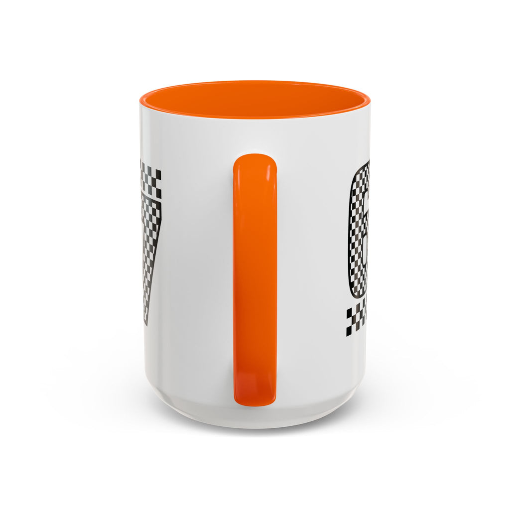 Checkered '67' Accent Coffee Mug — Retro Racing Number Ceramic Mug