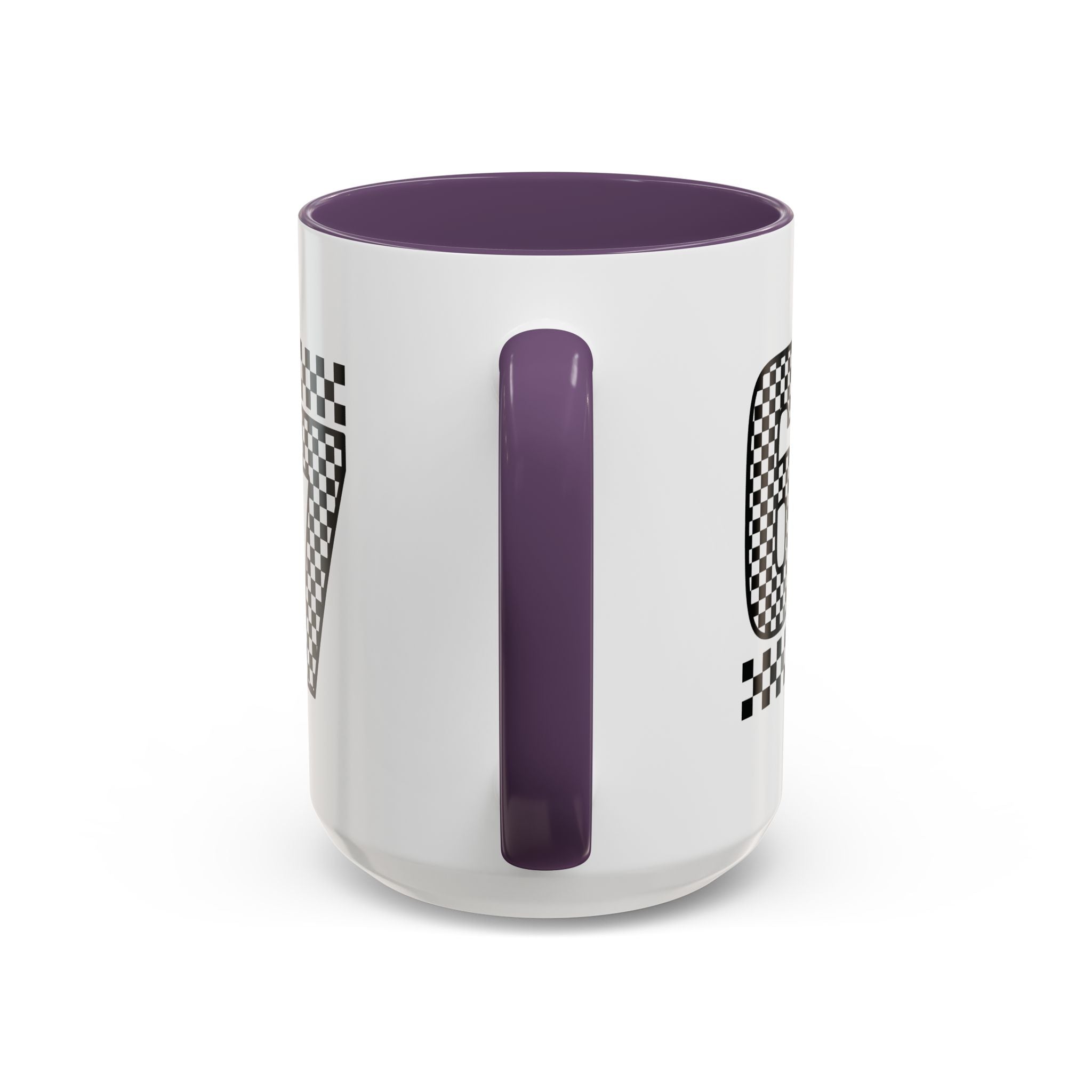 Checkered '67' Accent Coffee Mug — Retro Racing Number Ceramic Mug