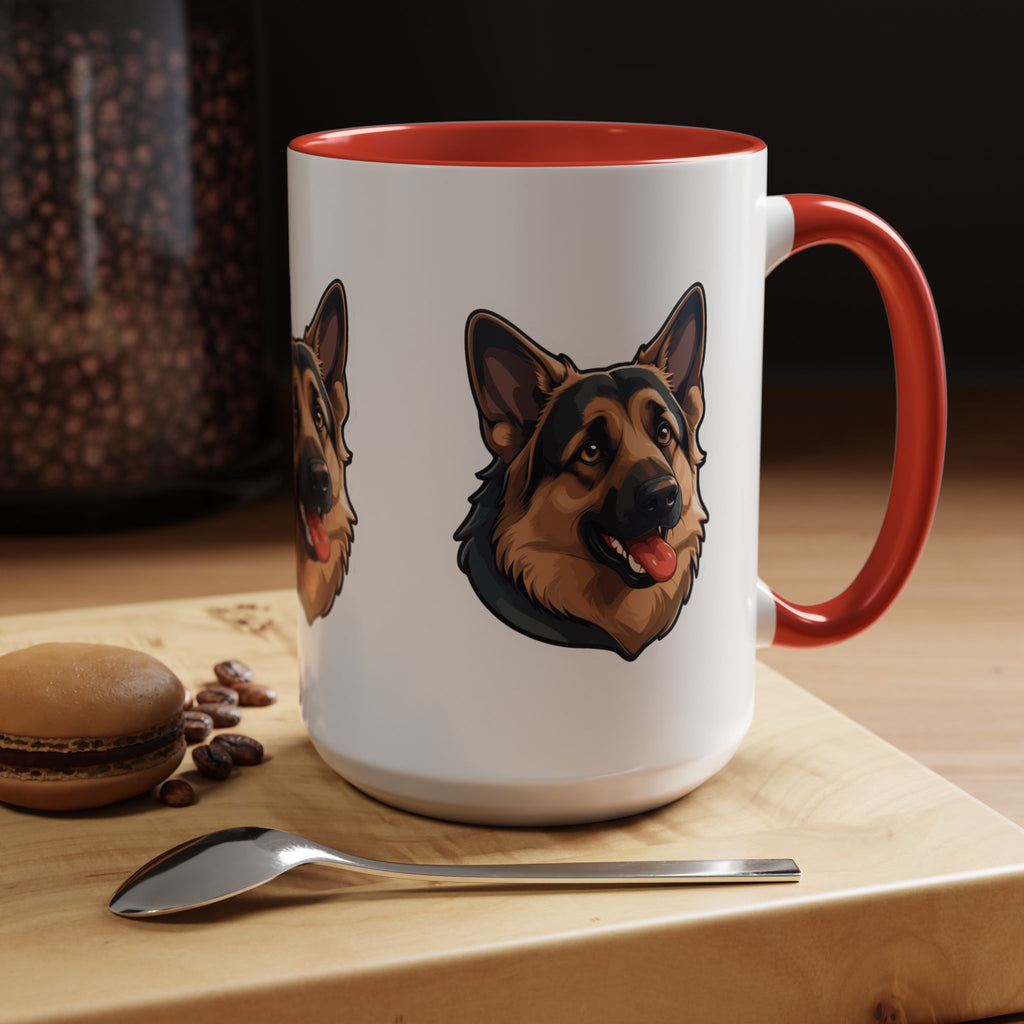 German Shepherd Accent Coffee Mug — Cute Dog Portrait Gift for Pet Lovers (11/15oz)