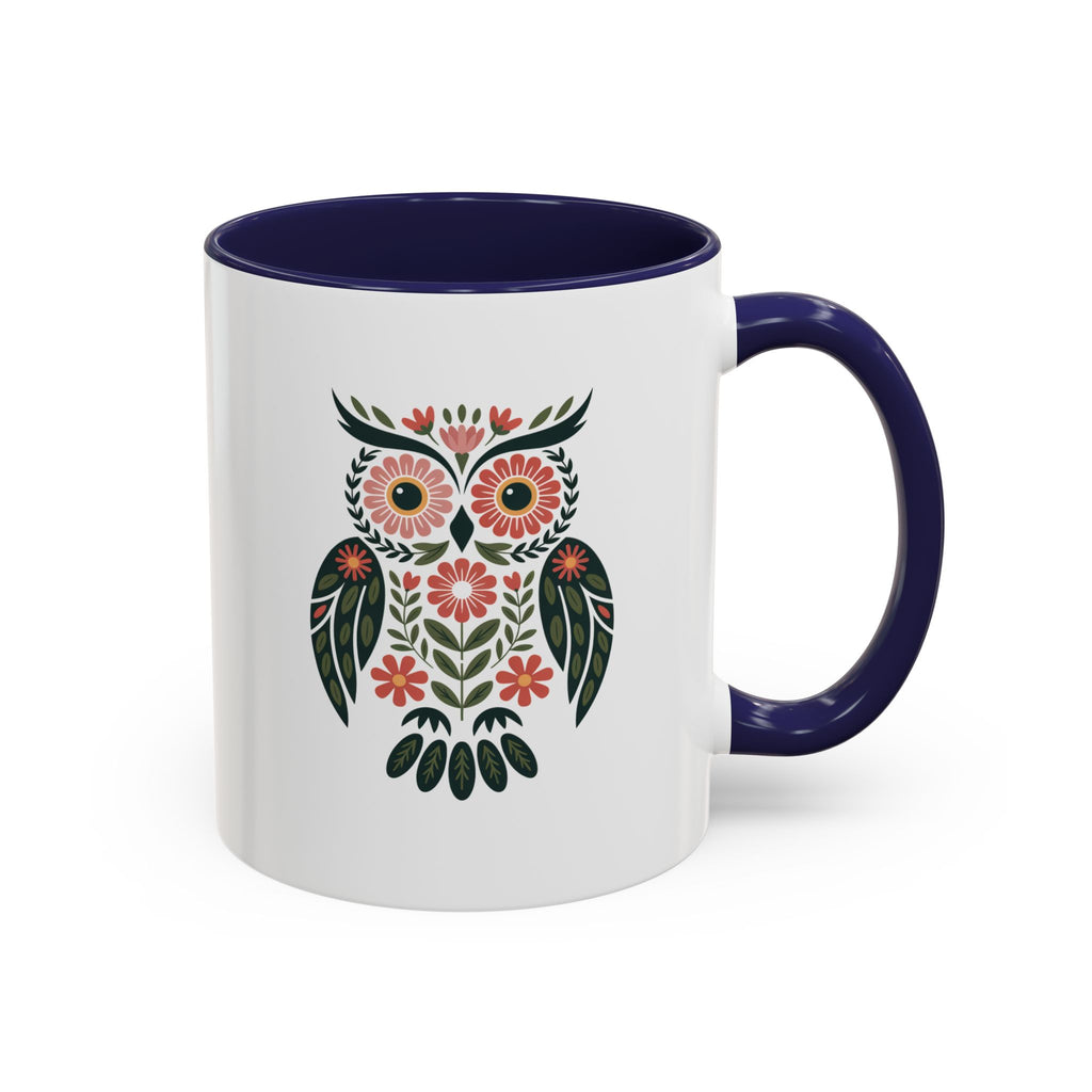 Floral Folk Owl Accent Coffee Mug — 11/15oz