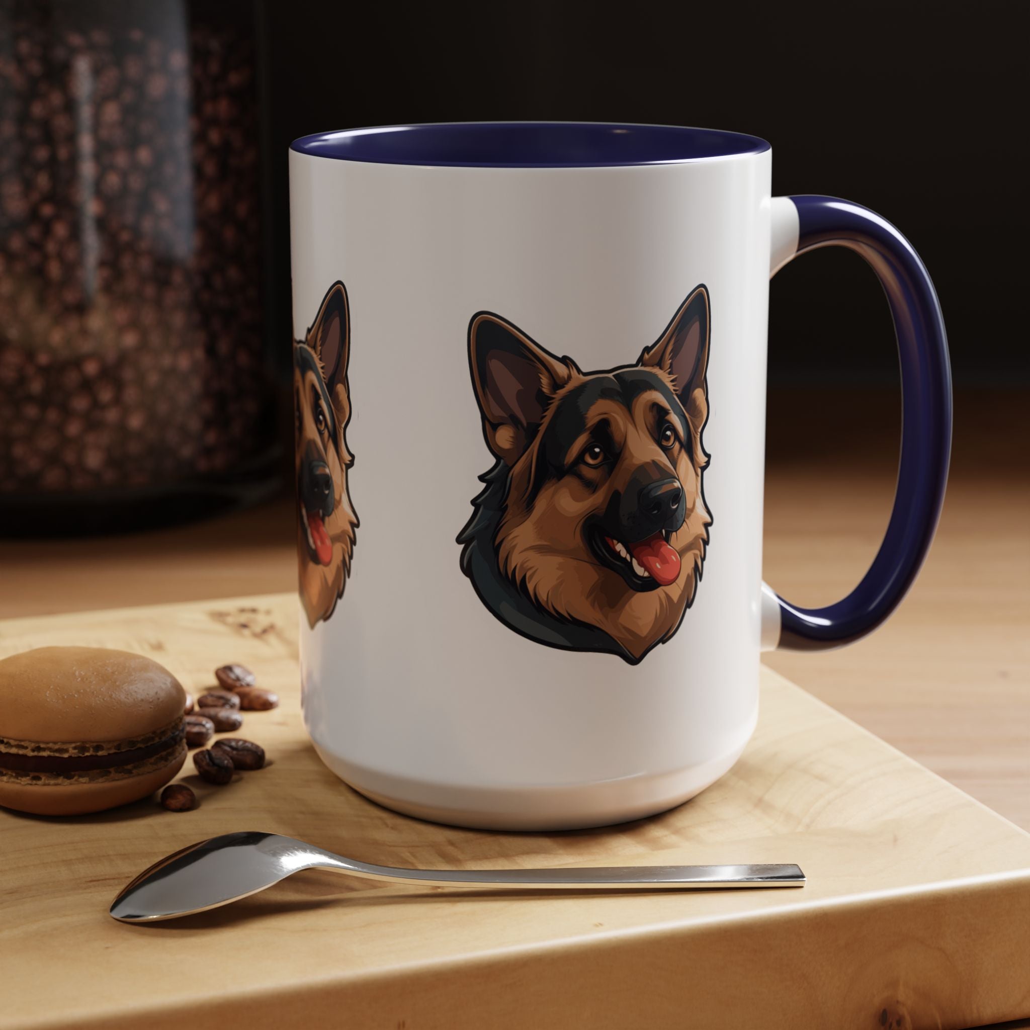 German Shepherd Accent Coffee Mug — Cute Dog Portrait Gift for Pet Lovers (11/15oz)
