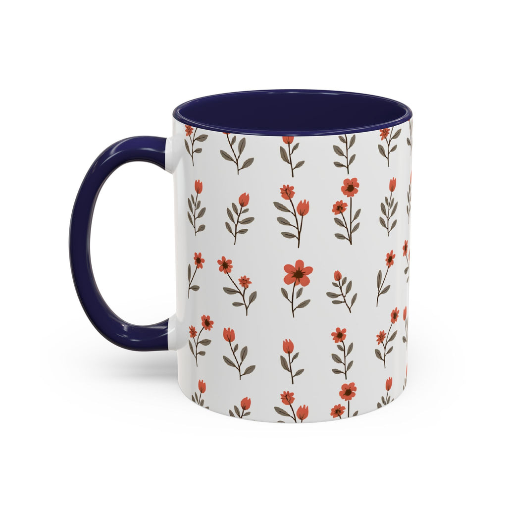 Ceramic printed coffee mug Floral Accent Coffee Mug — Cute Red Wildflower Pattern (11/15oz)