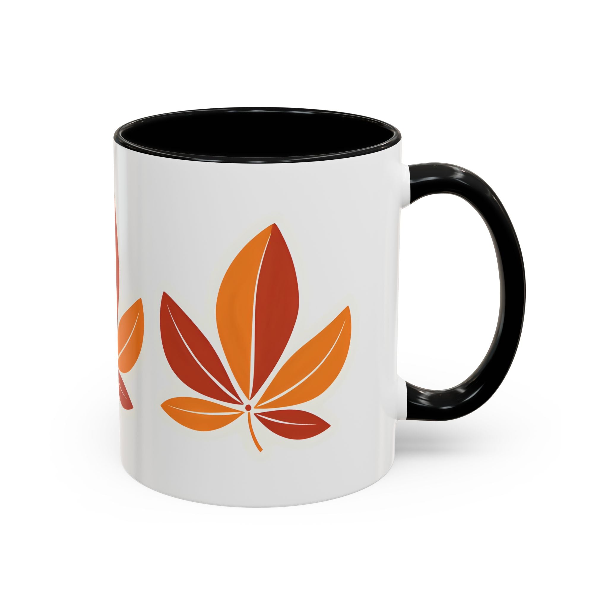 Autumn Leaf Accent Coffee Mug — Fall Leaves Ceramic Tea & Coffee Cup (11/15oz)