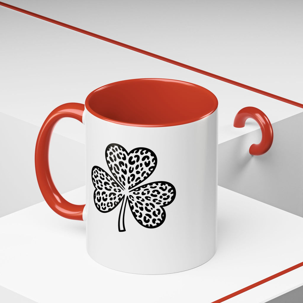 Leopard Print Shamrock Accent Coffee Mug — St. Patrick’s Day Lucky Clover Coffee Cup