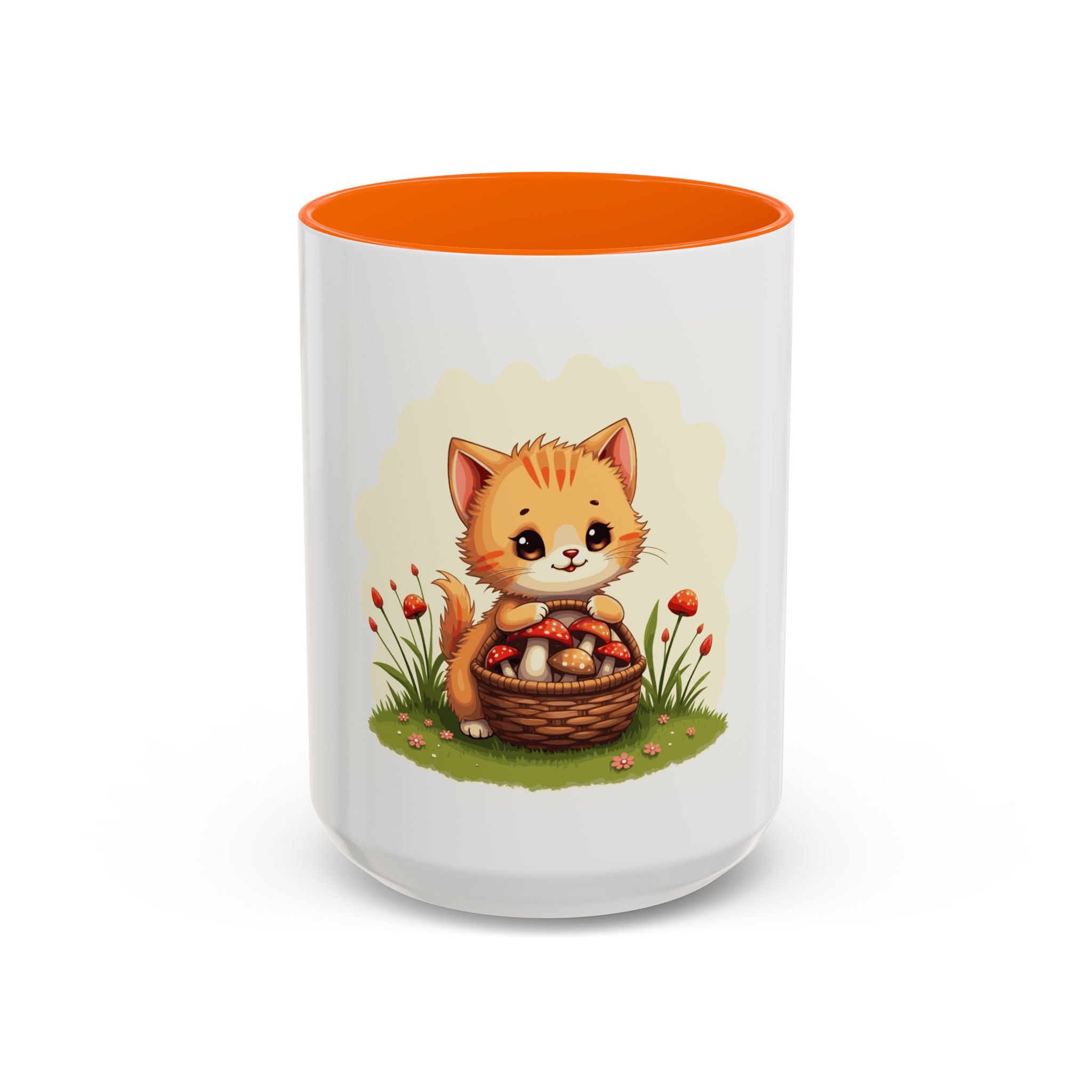 Cute Kitten Basket Coffee Mug — Cat Lover Accent Mug (11/15oz)